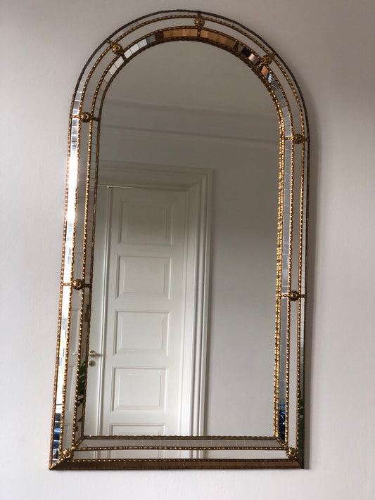 Large Vintage Venetian Mirror Hollywood Regency in Gold Spain 1990s
