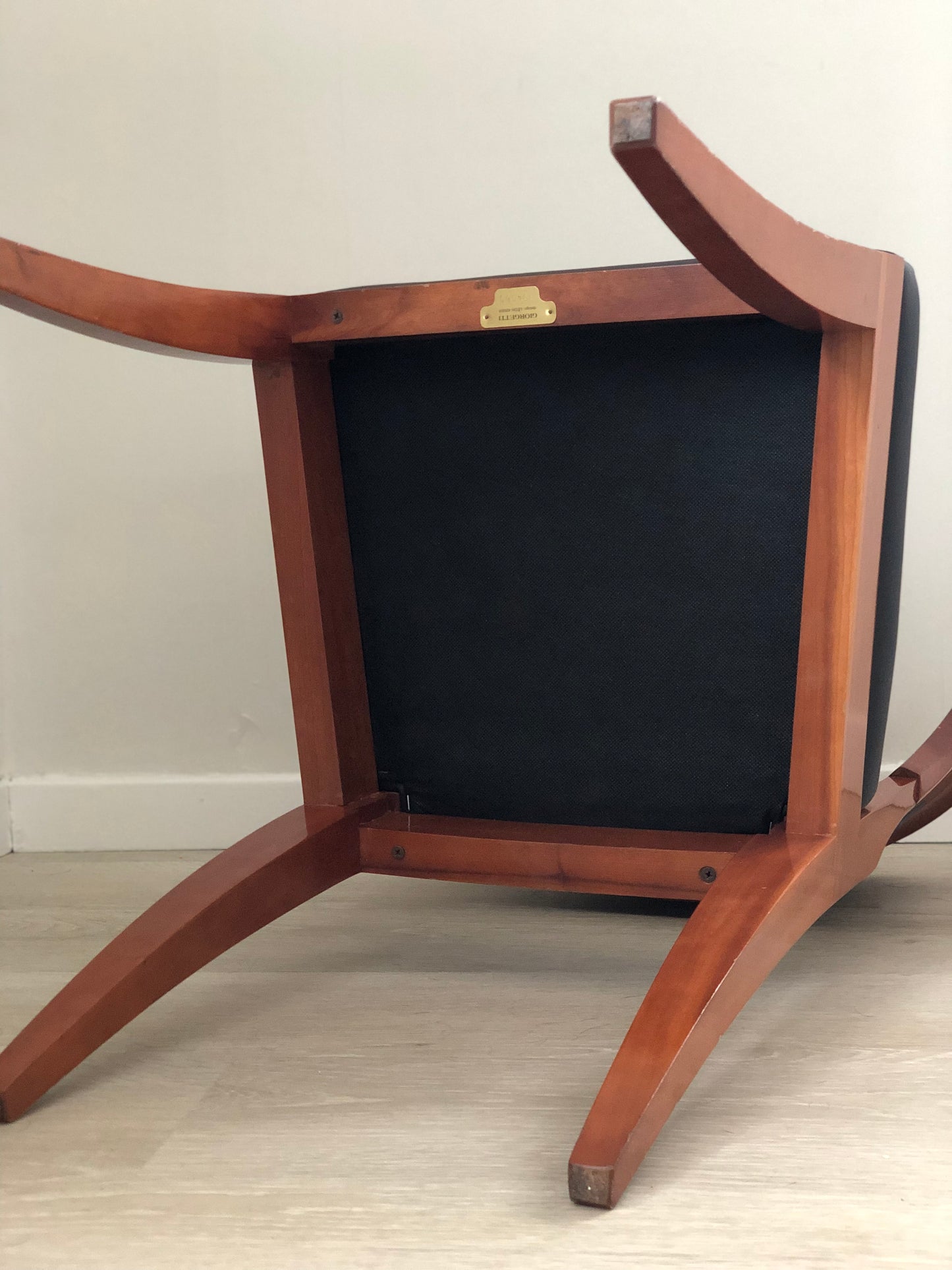 A Pair of 4 Giorgetti Cherry Wood Dining Chairs Model Sella Media by Leon Krier 1991