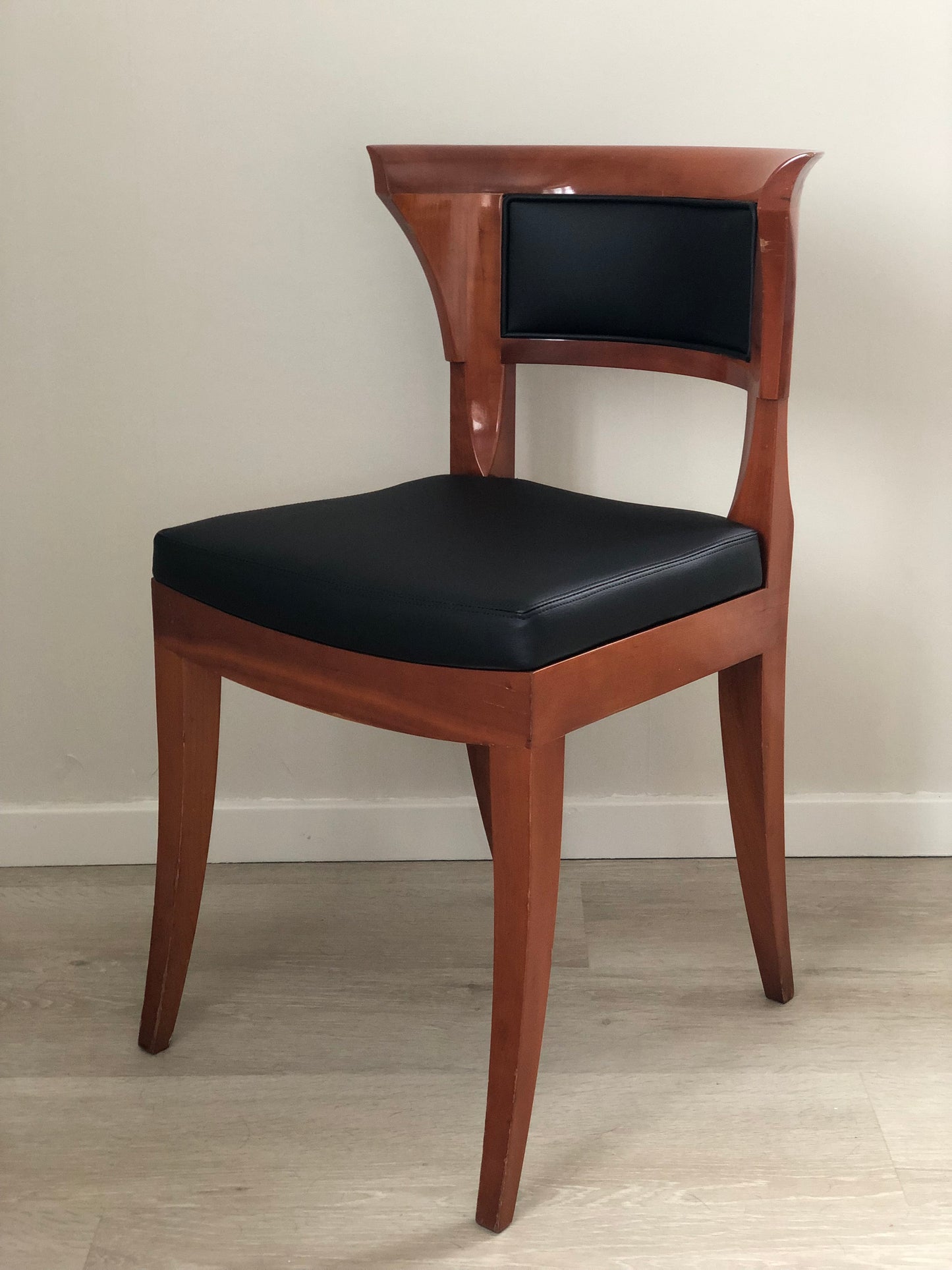 A Pair of 4 Giorgetti Cherry Wood Dining Chairs Model Sella Media by Leon Krier 1991