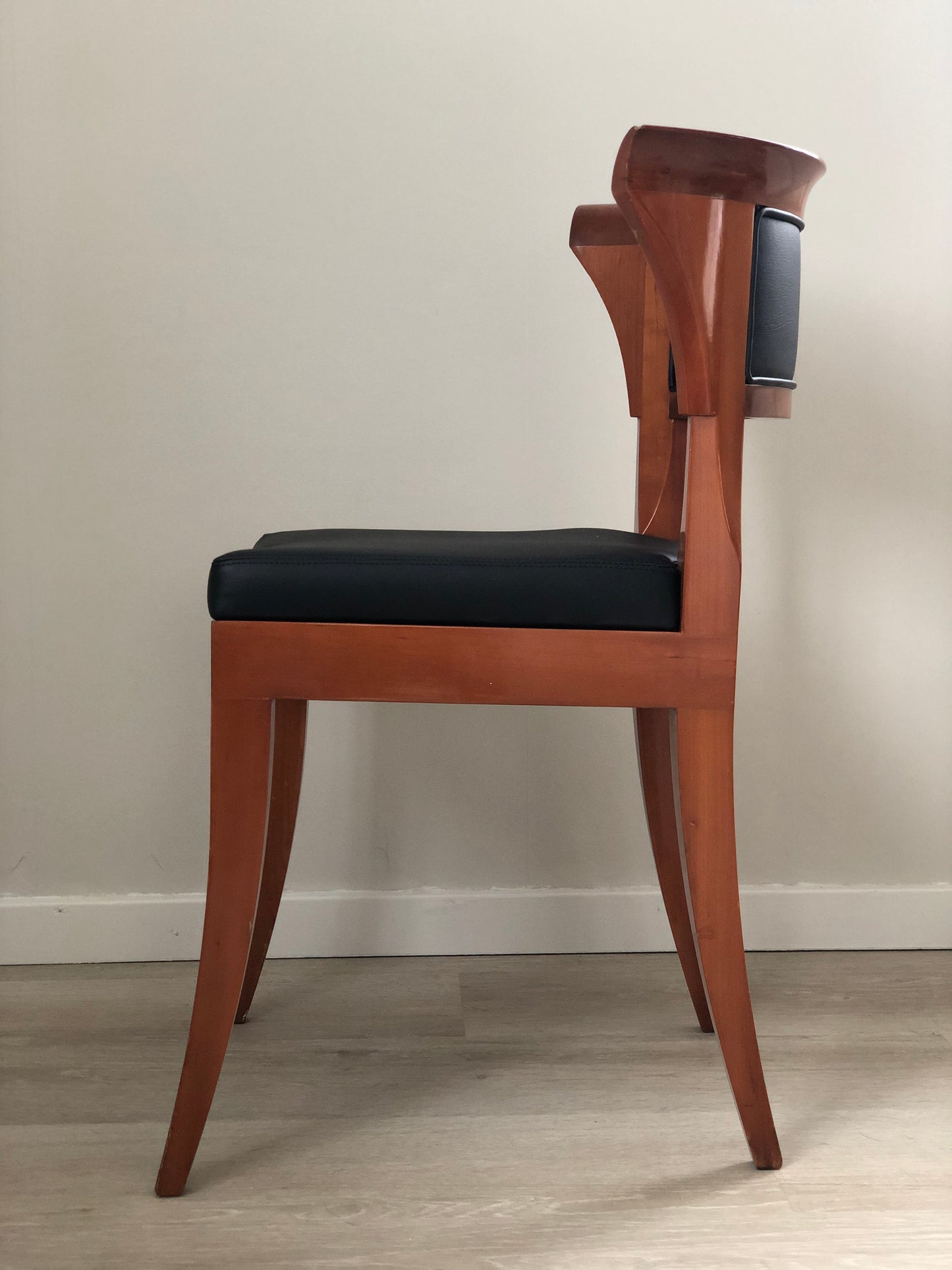 A Pair of 4 Giorgetti Cherry Wood Dining Chairs Model Sella Media by Leon Krier 1991