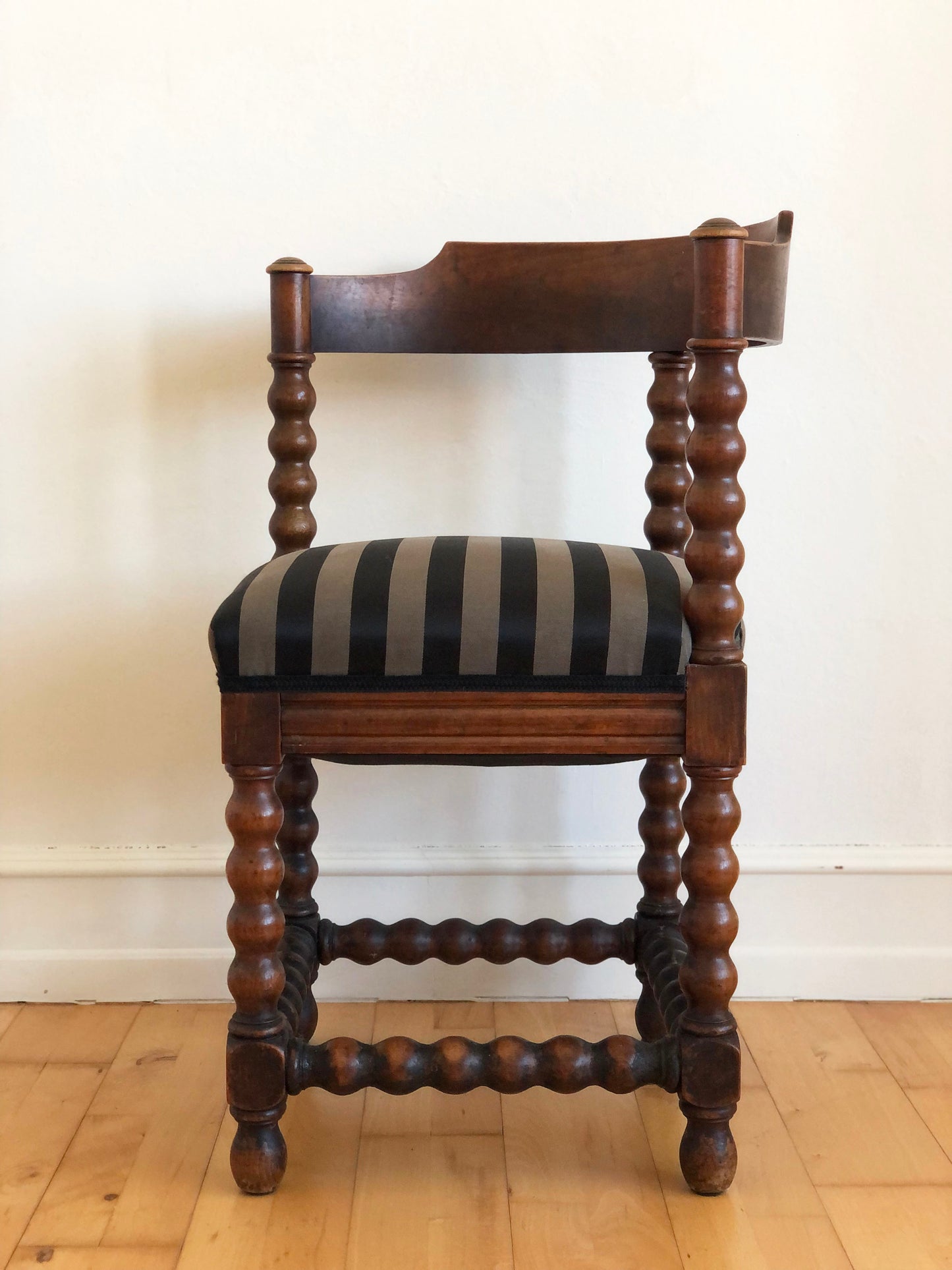 Edwardian Bobbin Corner Chairs With Fabric Early 20th Century