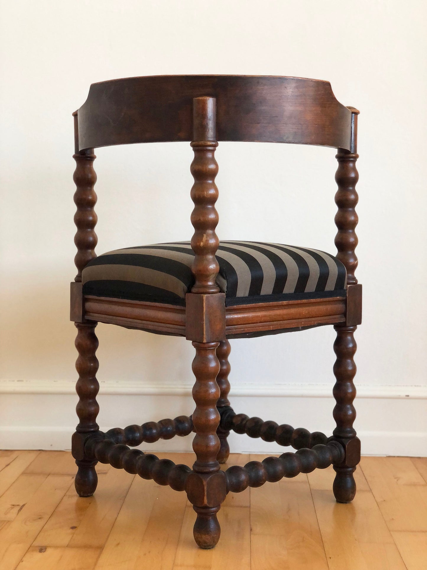 A Pair of Edwardian Bobbin Corner Chairs With Fabric Early 20th Century