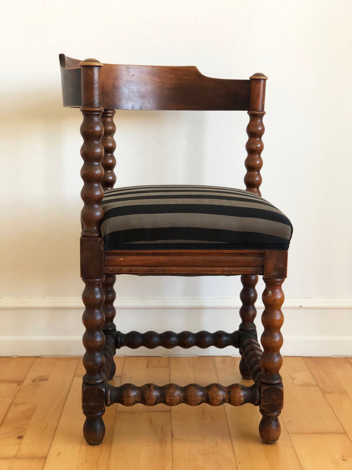 A Pair of Edwardian Bobbin Corner Chairs With Fabric Early 20th Century