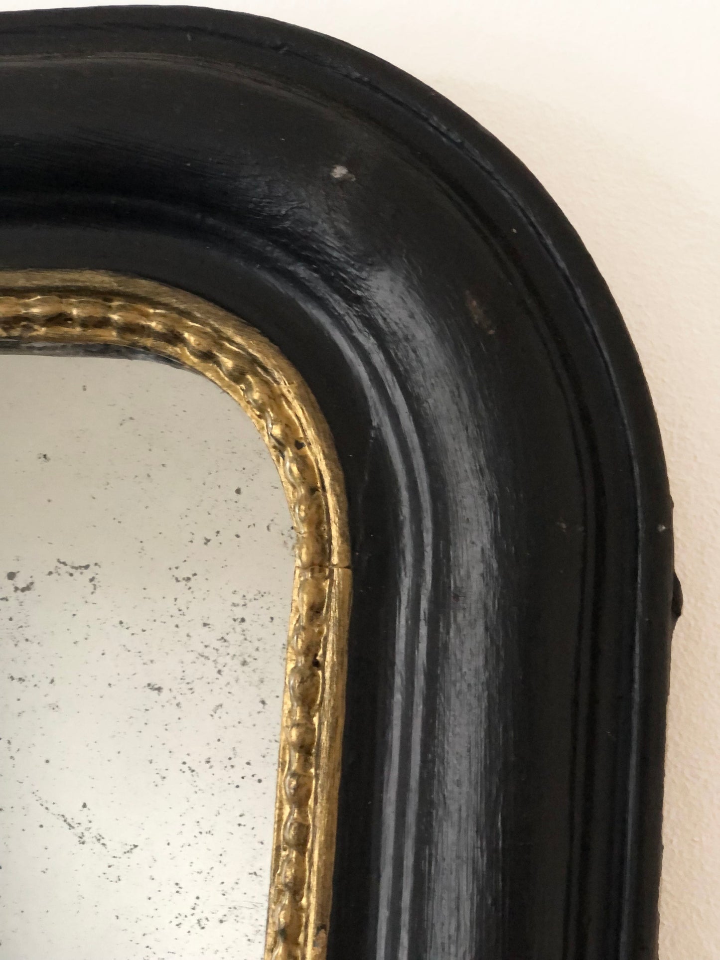 Antique Louis Philippe Mirror In Black and Gold France Late 19th Century