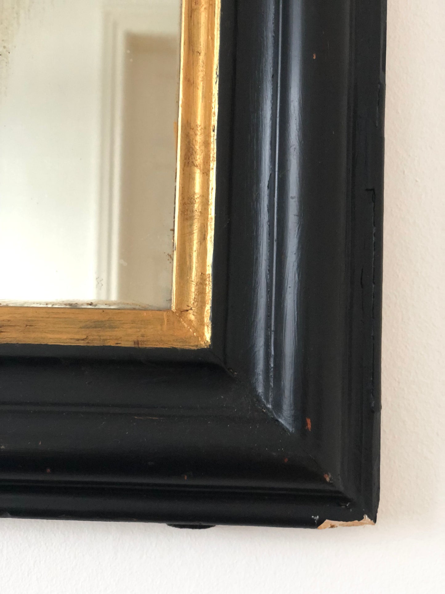 Antique Louis Philippe Mirror In Black and Gold France Late 19th Century