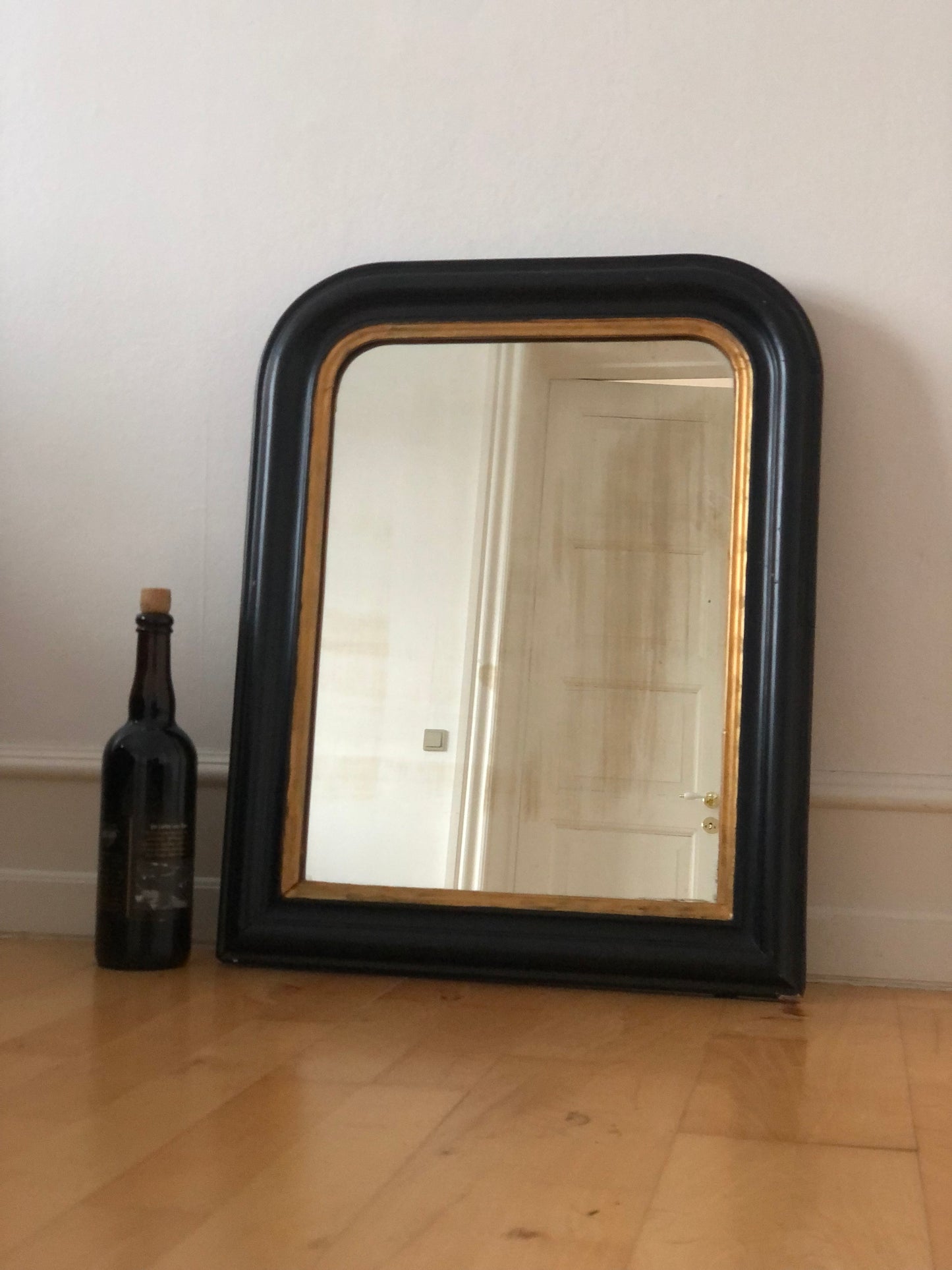 Antique Louis Philippe Mirror In Black and Gold France Late 19th Century