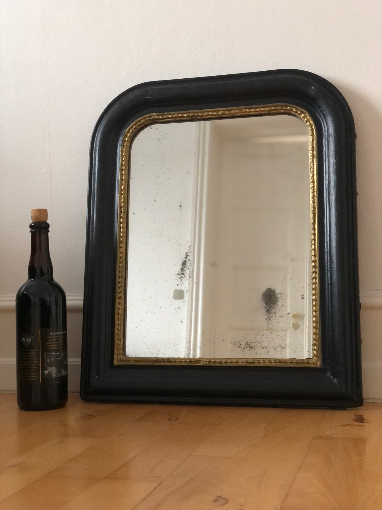Antique Louis Philippe Mirror In Black and Gold France Late 19th Century
