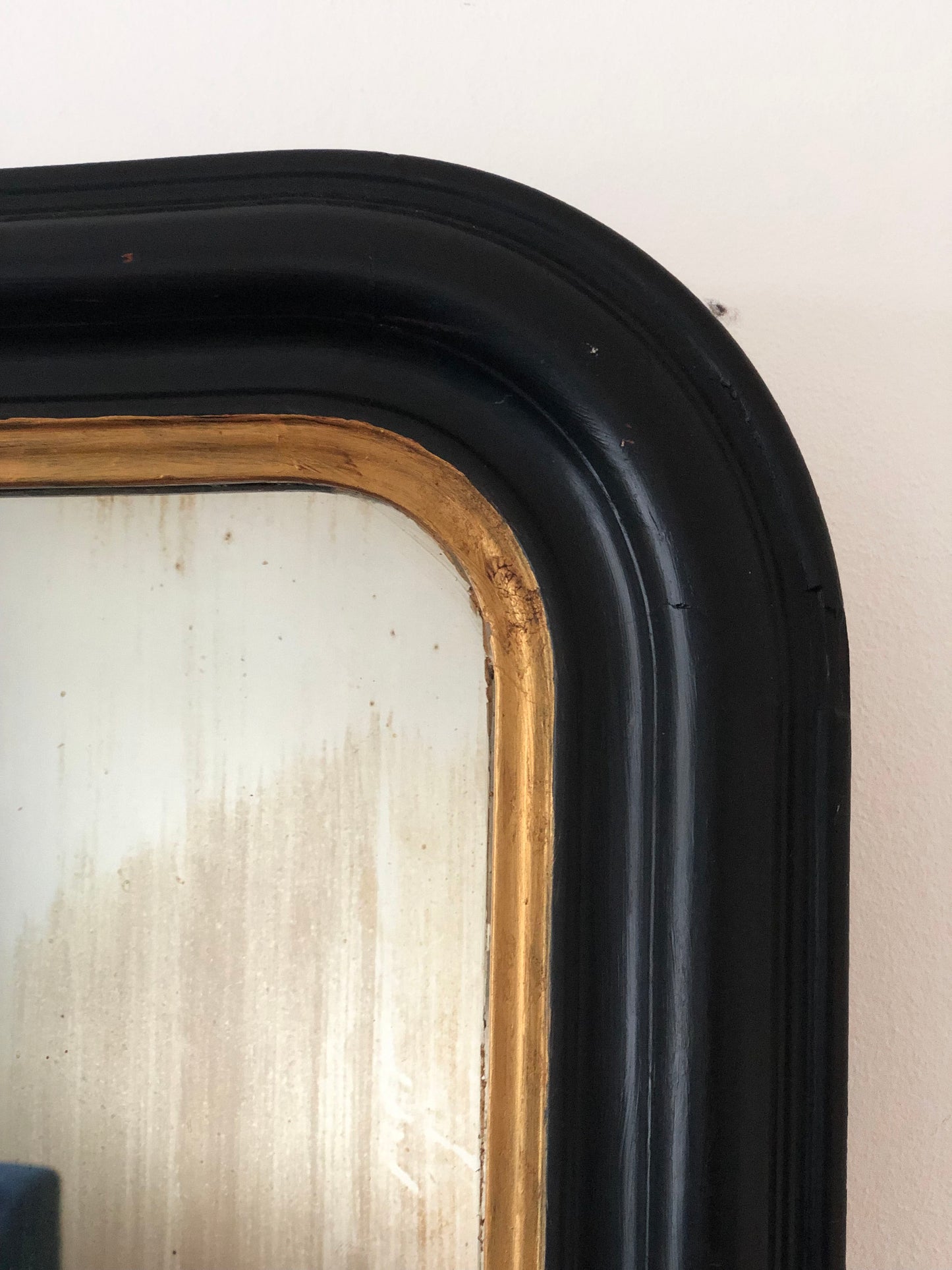 Antique Louis Philippe Mirror In Black and Gold France Late 19th Century