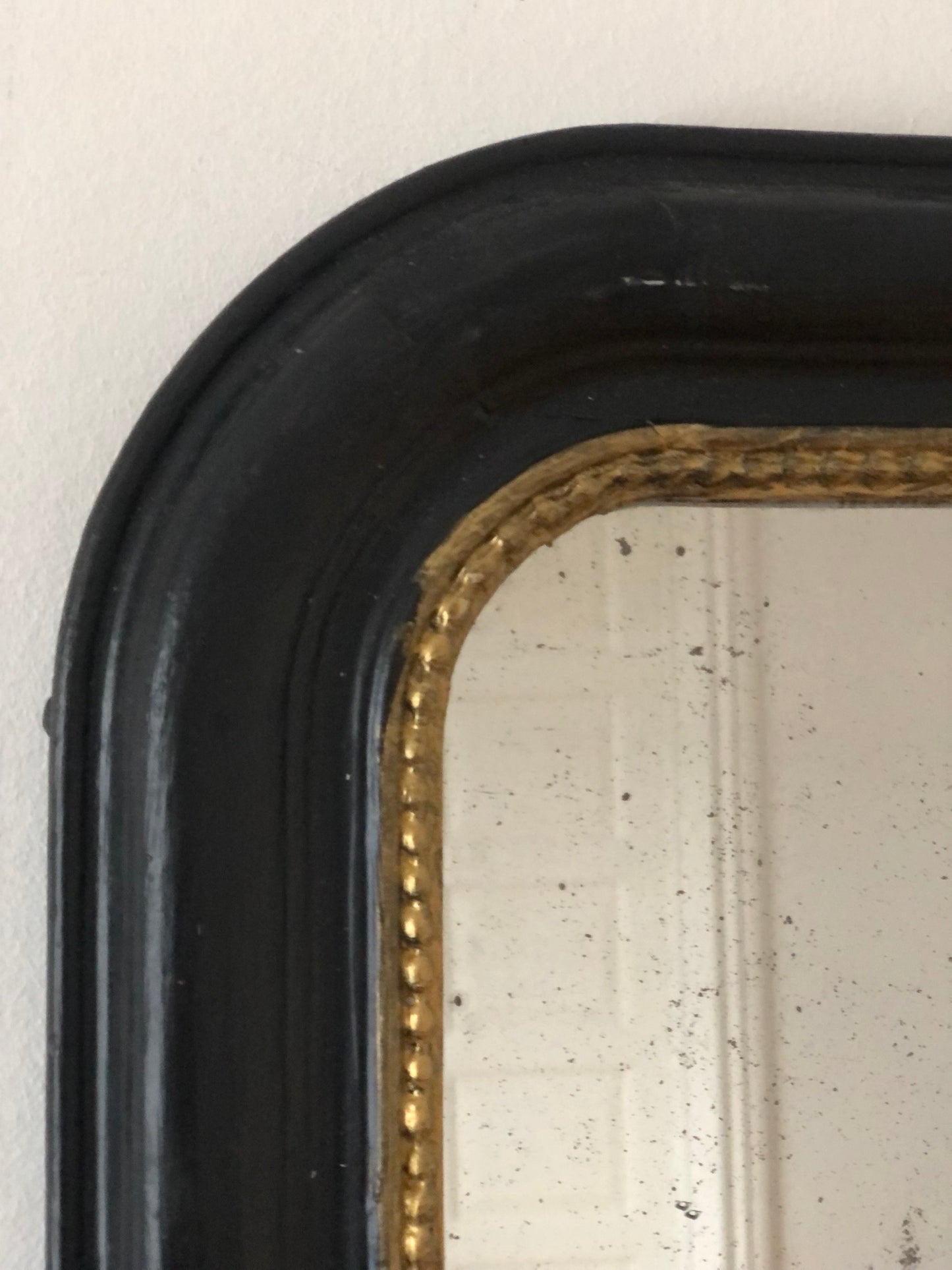 Antique Louis Philippe Mirror In Black and Gold France Late 19th Century