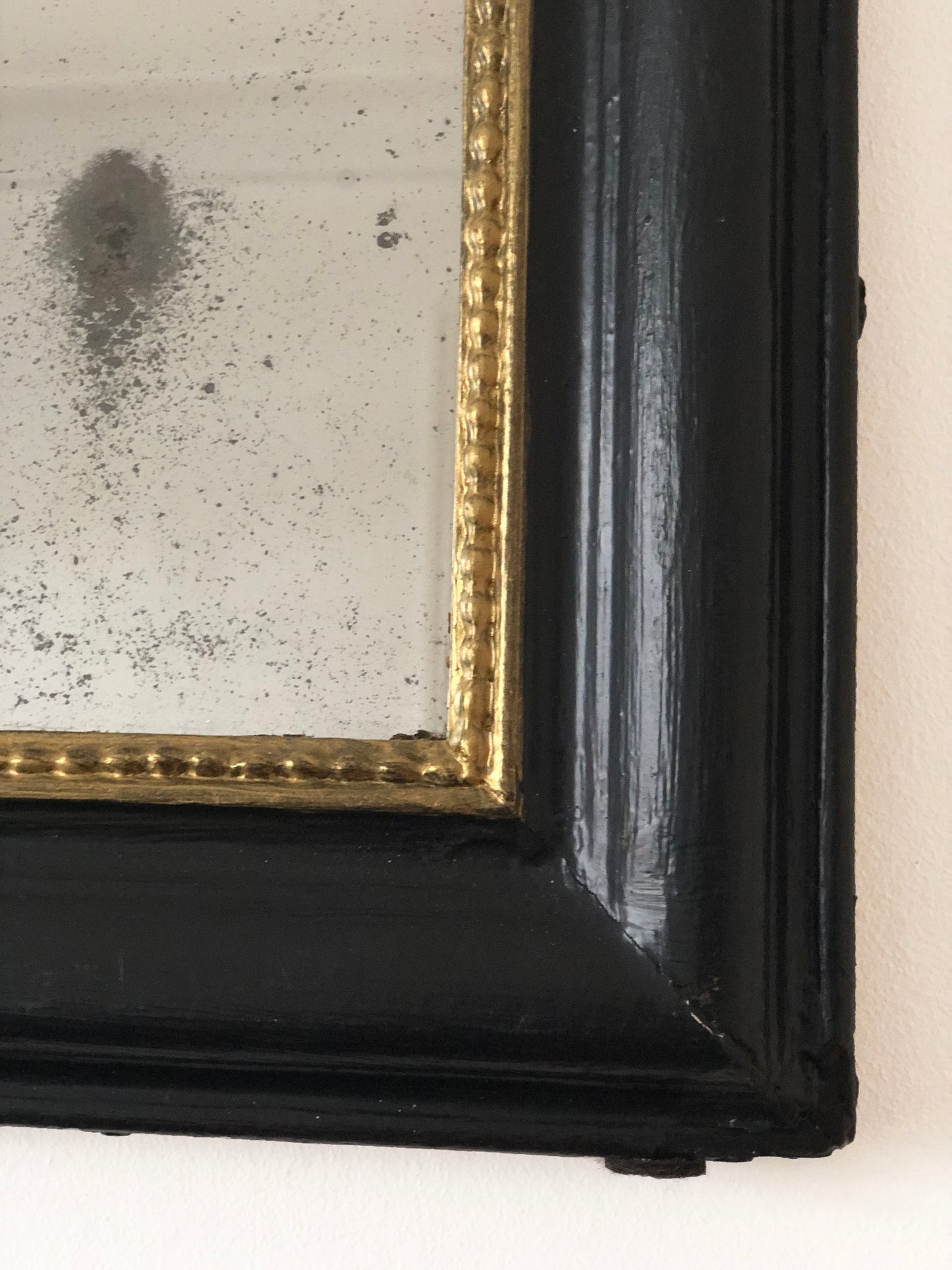 Antique Louis Philippe Mirror In Black and Gold France Late 19th Century
