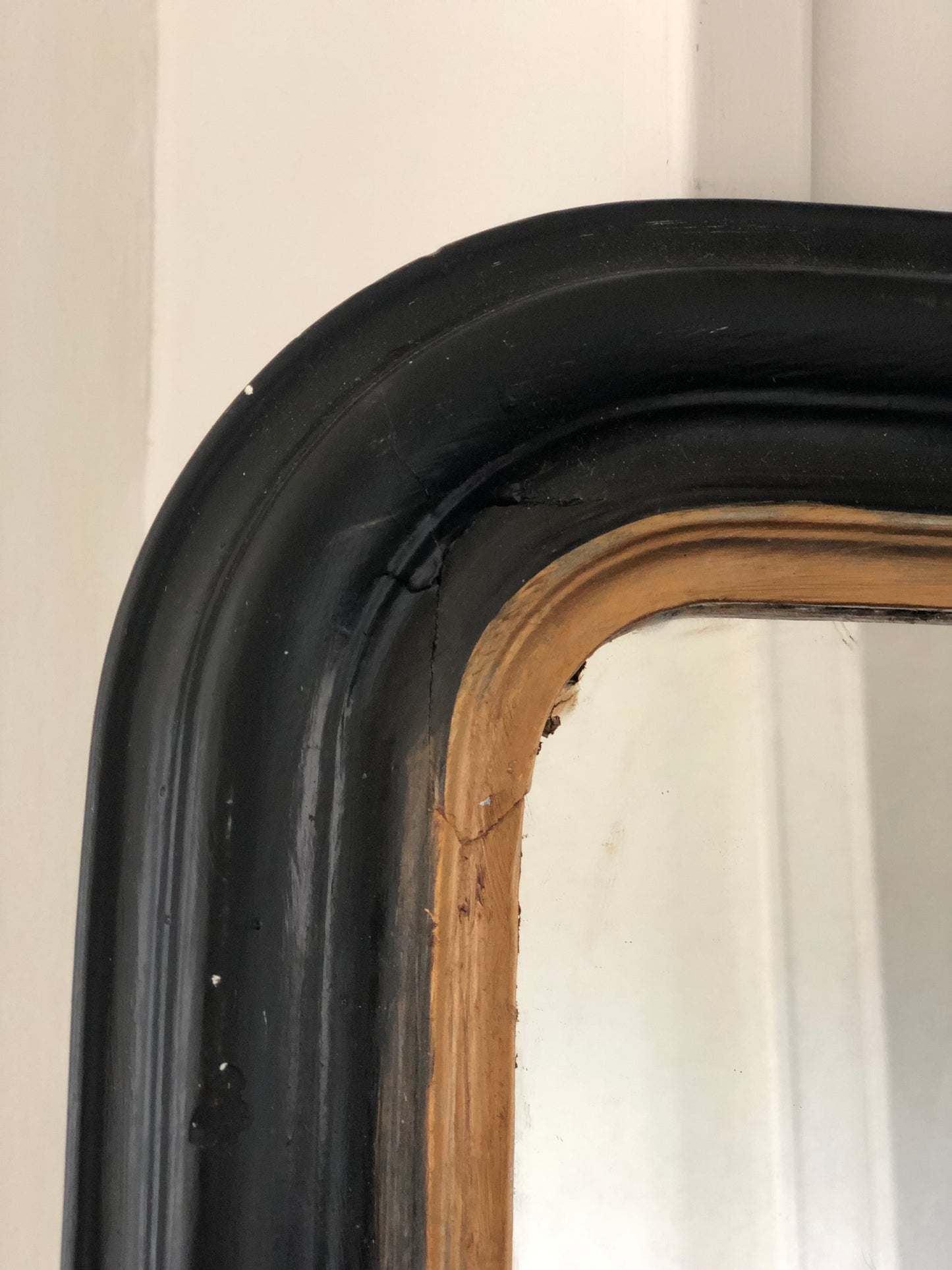 Antique Louis Philippe Mirror In Black and Gold France Late 19th Century