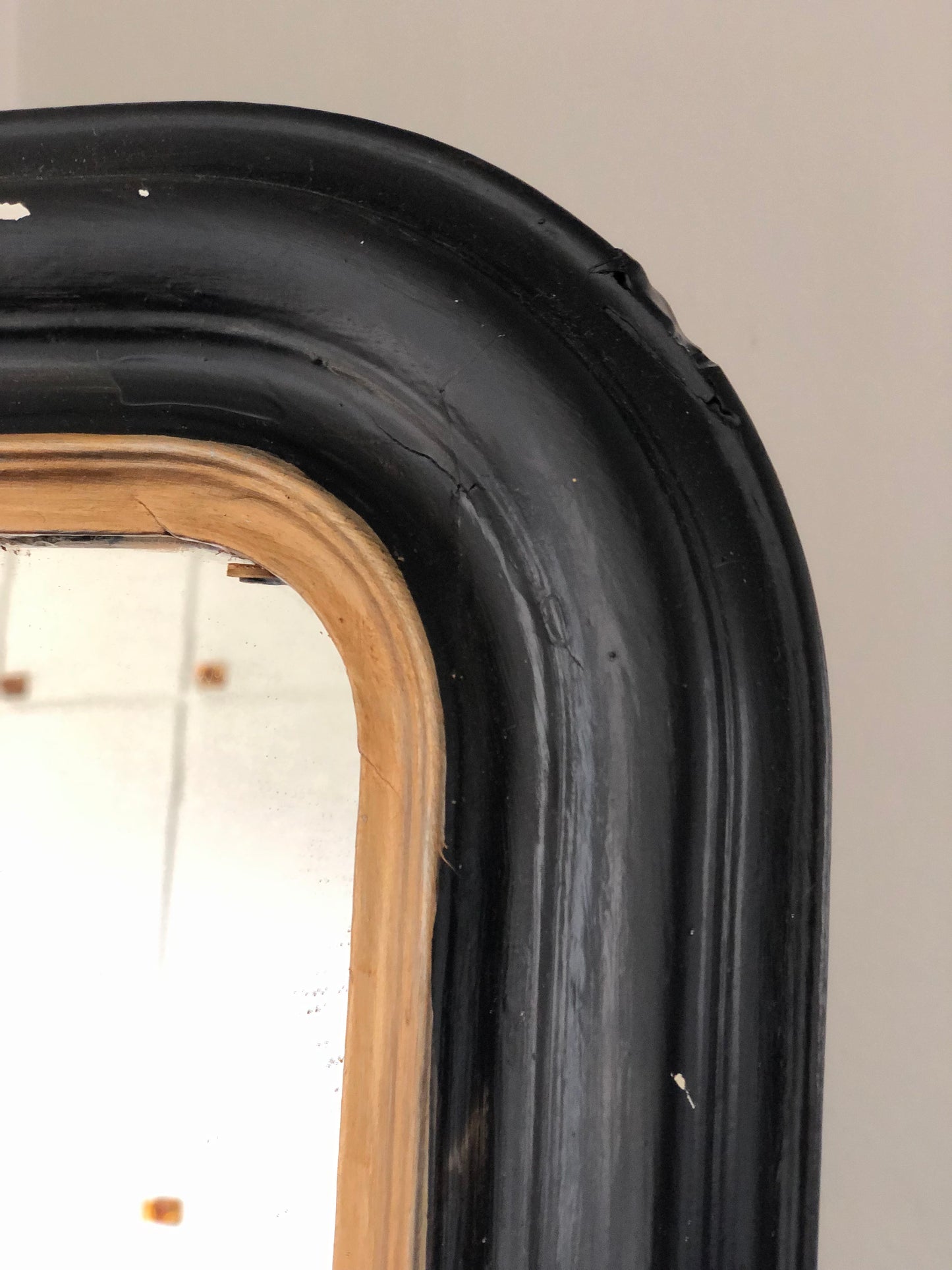 Antique Louis Philippe Mirror In Black and Gold France Late 19th Century