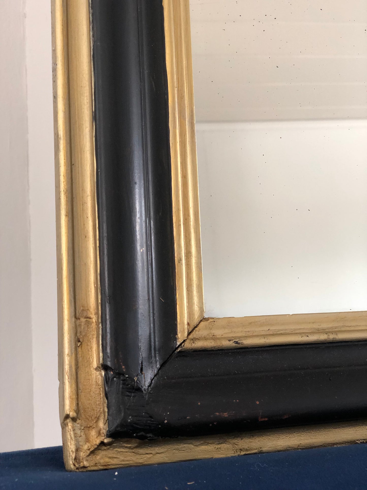 Antique Louis Philippe Mirror In Black and Gold France Late 19th Century