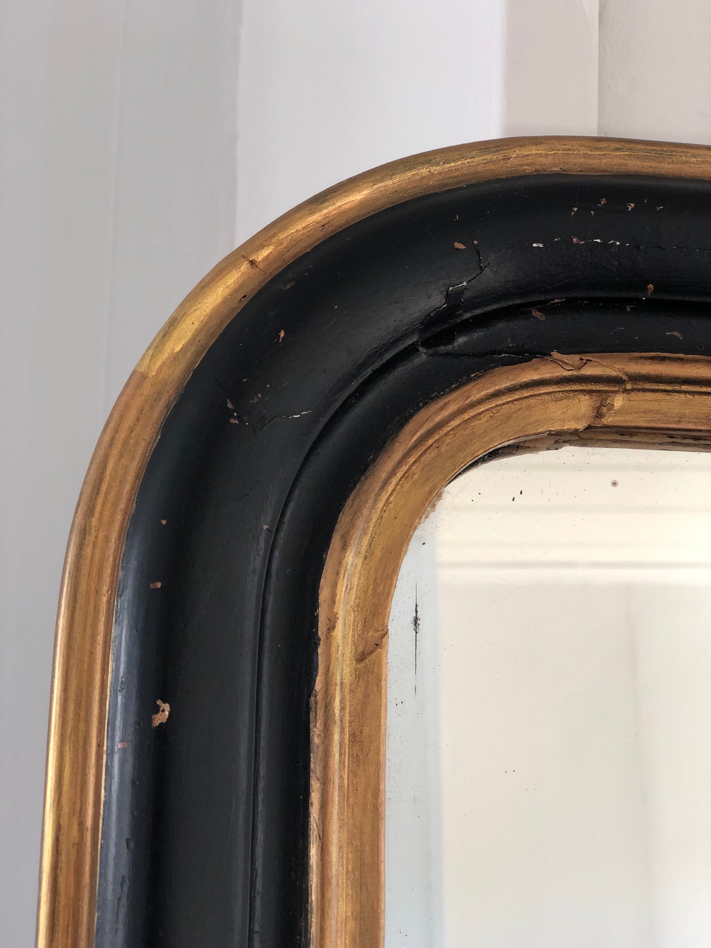 Antique Louis Philippe Mirror In Black and Gold France Late 19th Century