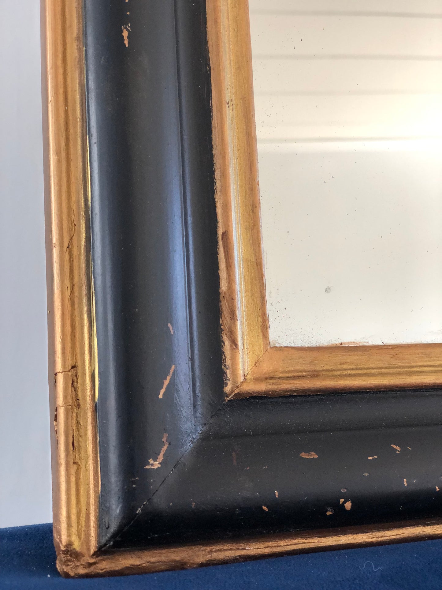 Antique Louis Philippe Mirror In Black and Gold France Late 19th Century