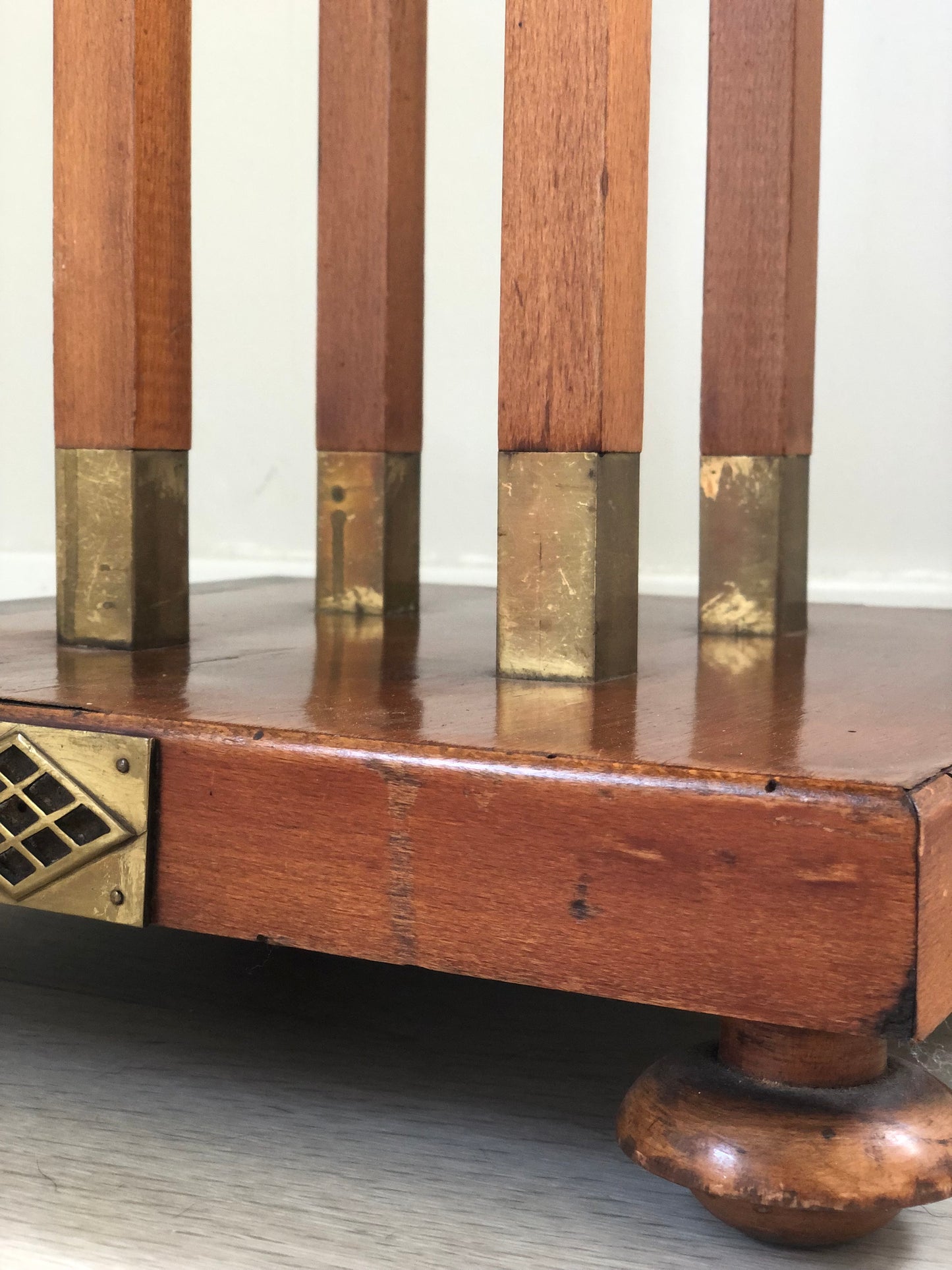 Handmade Art Deco Side Table with Brass Accents 1930s