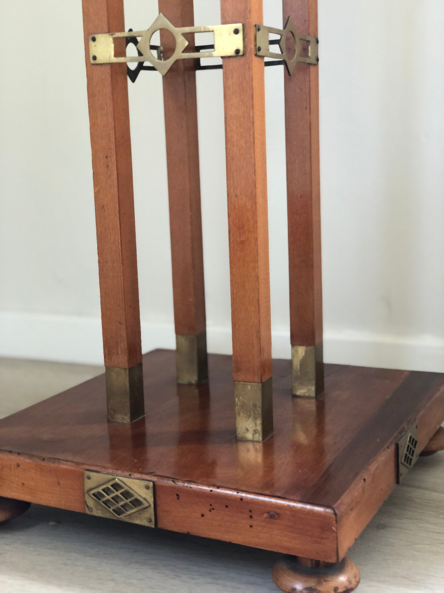 Handmade Art Deco Side Table with Brass Accents 1930s