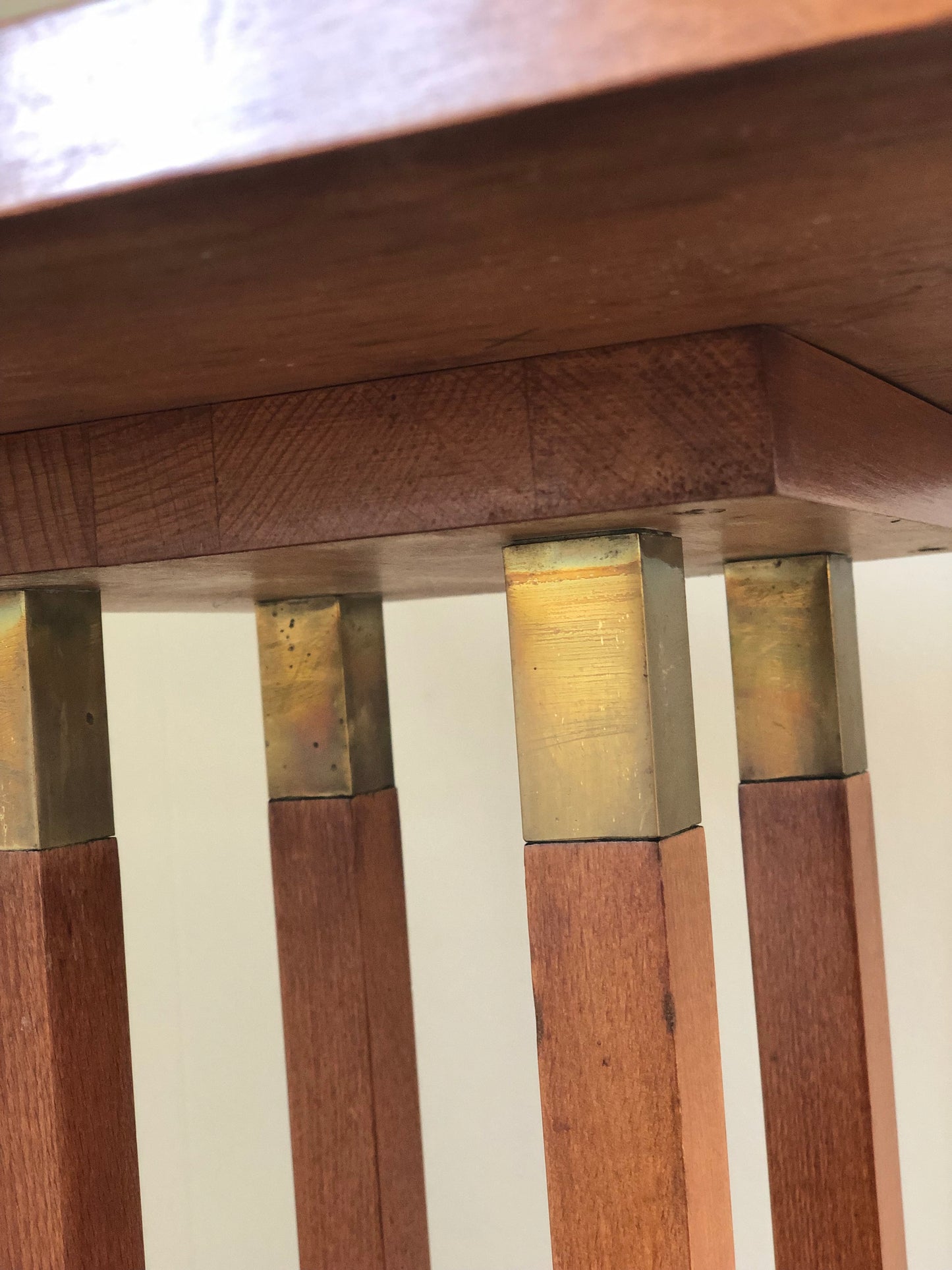 Handmade Art Deco Side Table with Brass Accents 1930s