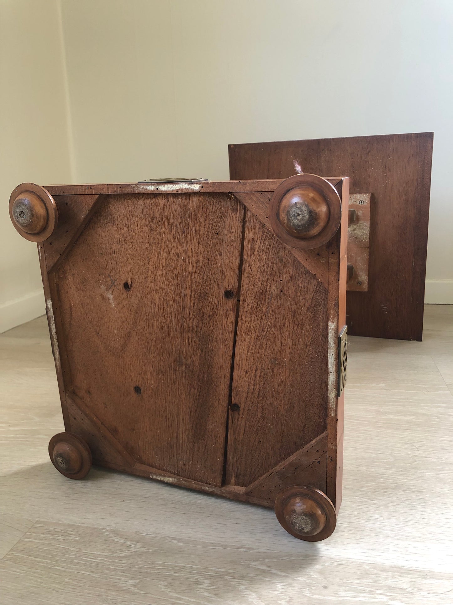 Handmade Art Deco Side Table with Brass Accents 1930s