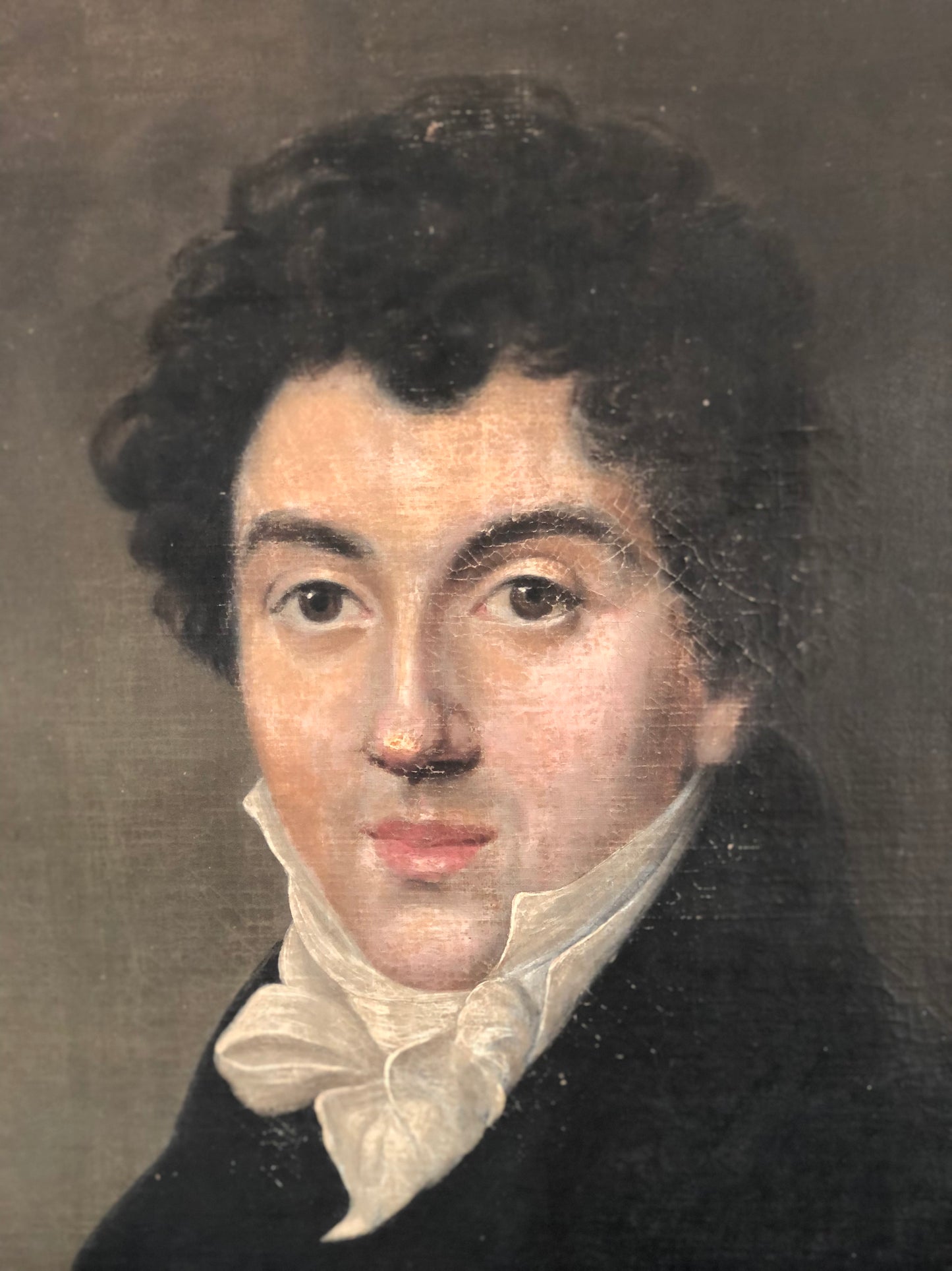 A Pair of Early 19th Century Empire Portrait Paintings of a Married Couple