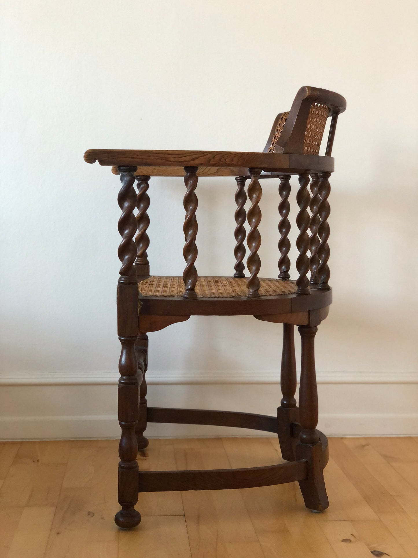Edwardian Barley Twist Armchair with Cane Early 20th Century United Kingdom