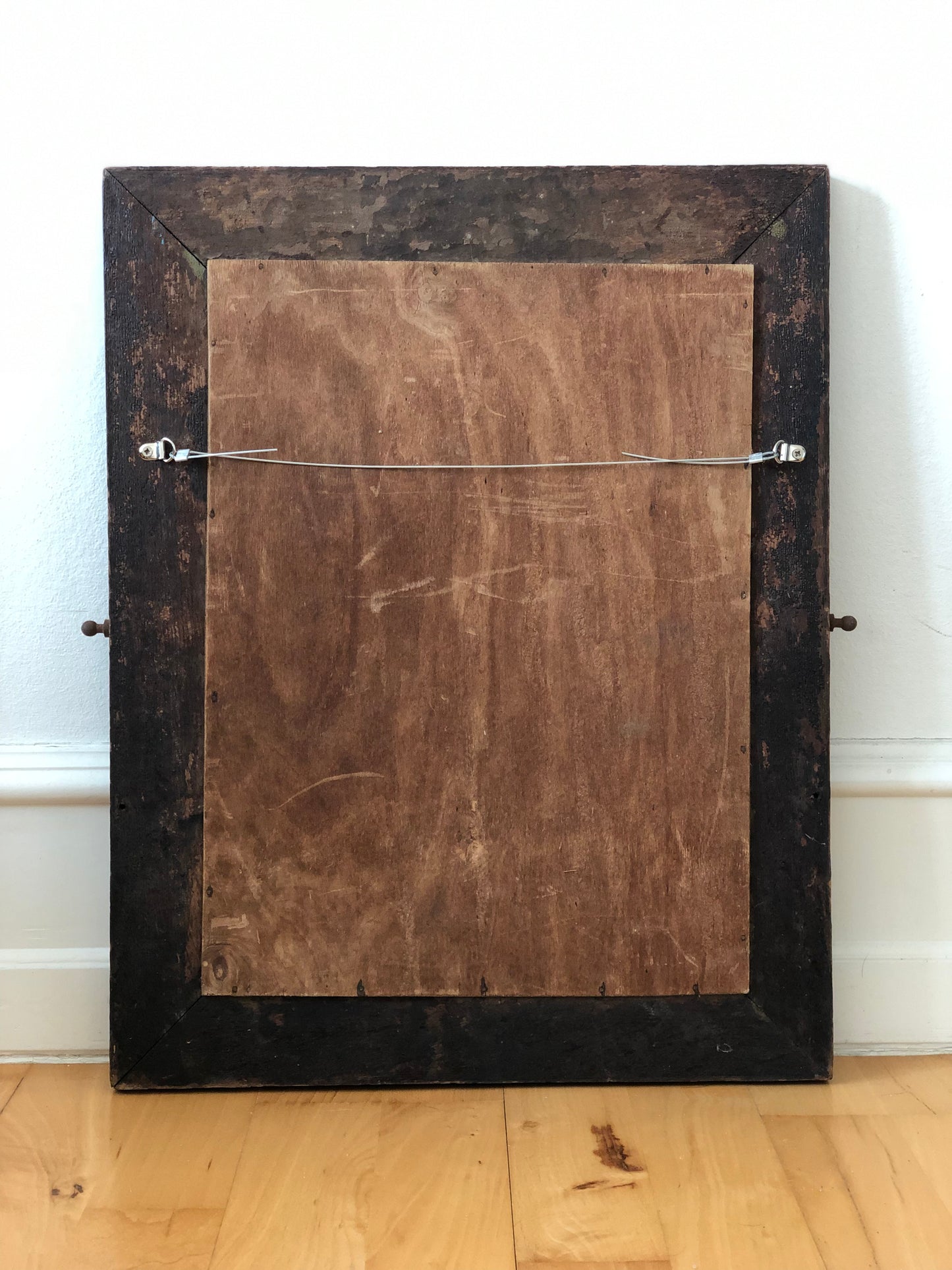 Folk Art Hand Carved Wooden Beveled Mirror