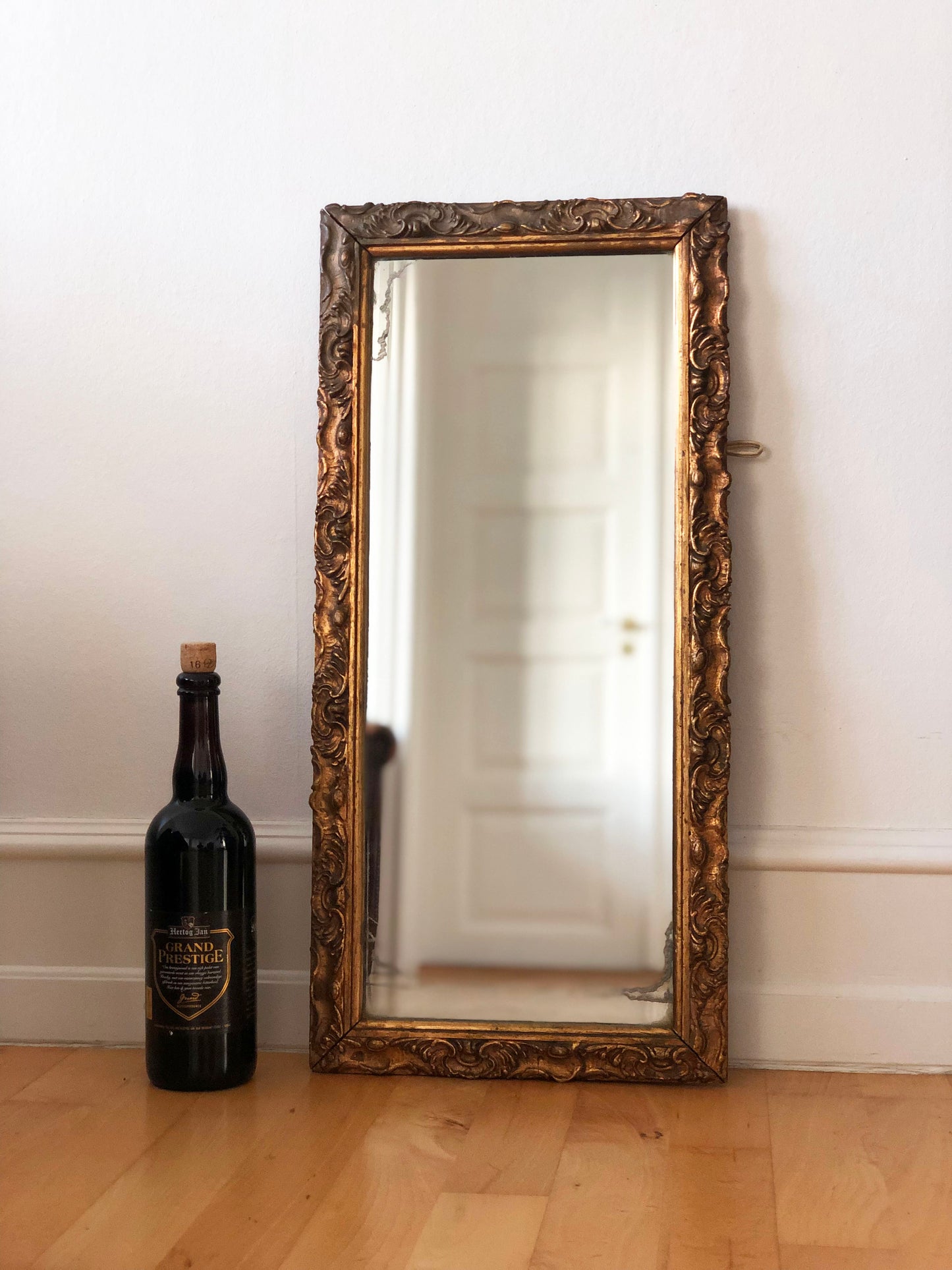Handcrafted Antique Rococo Full-Length Mirror Belgium, 1900