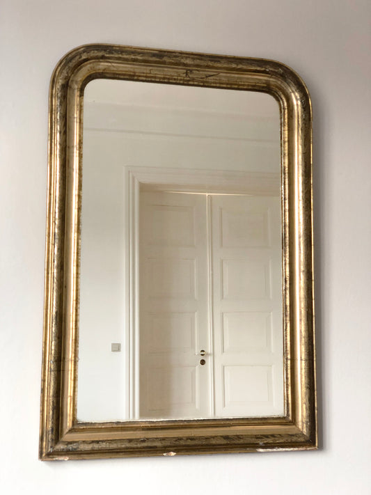 Large Antique Louis Philippe French Giltwood Mirror, Late 19th Century