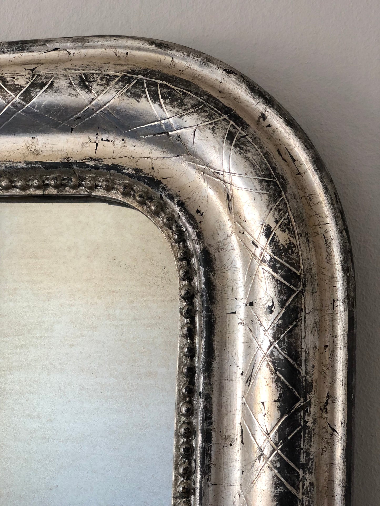 High Quality Antique Louis Philippe Mirror in Silver France Late 19th Century