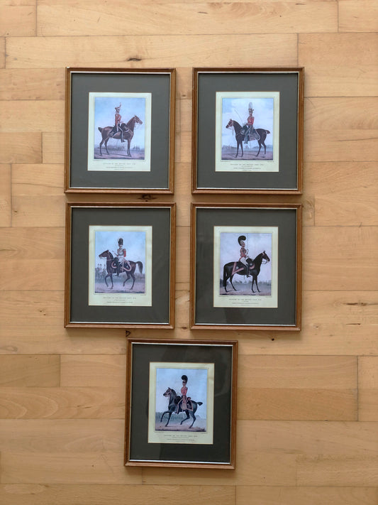 Set of Five Hand-Coloured British Army Prints 19th-Century