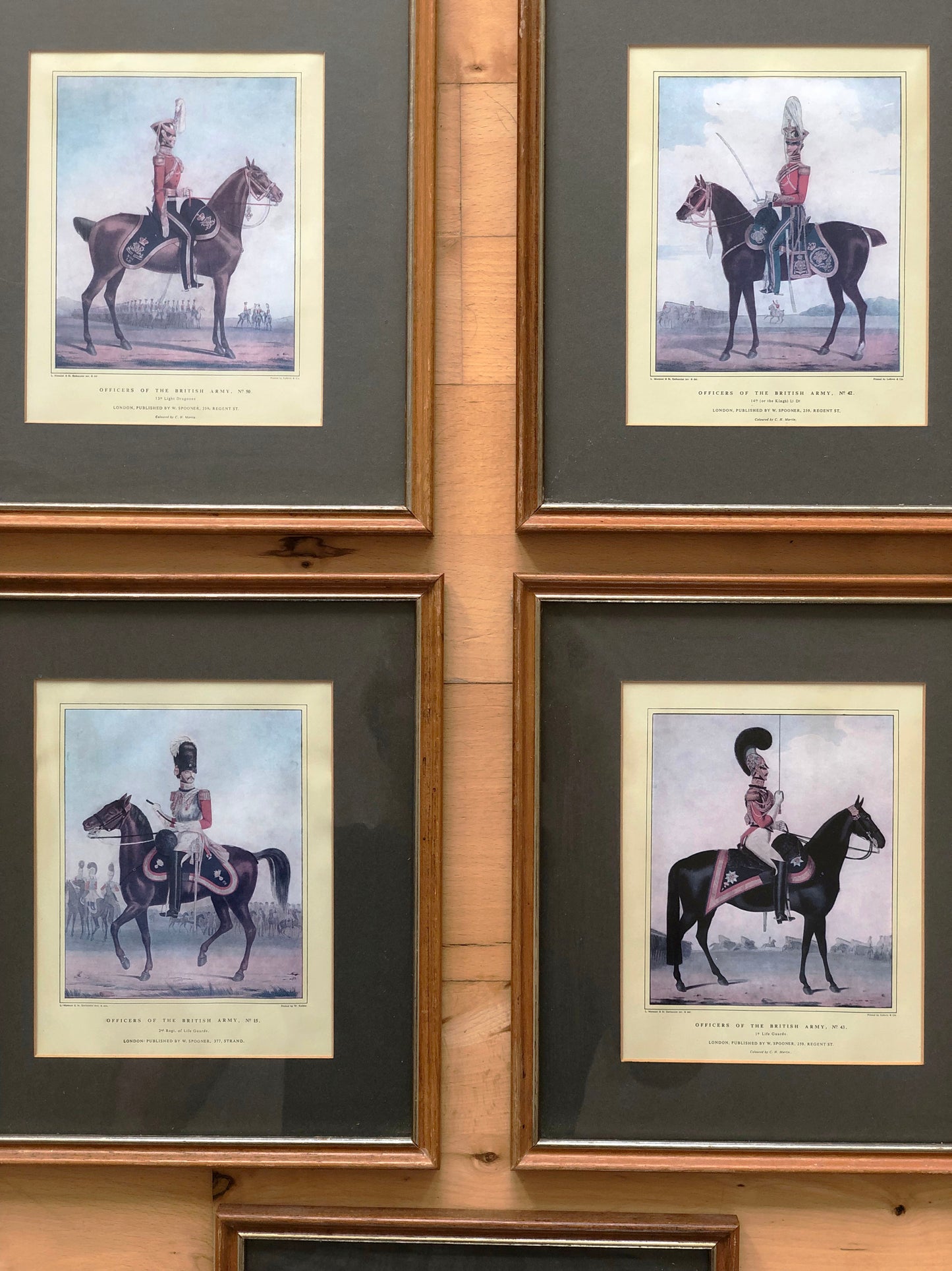 Set of Five Hand-Coloured British Army Prints 19th-Century