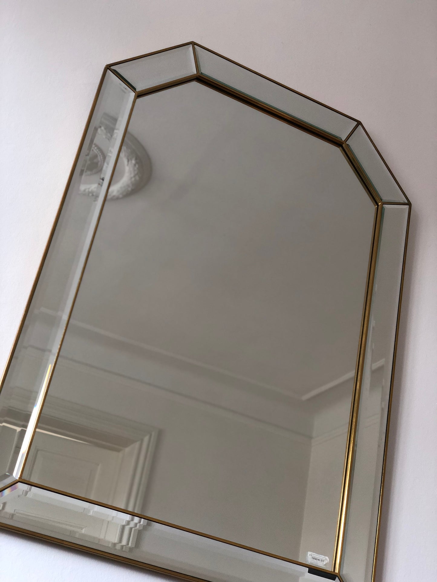 Large Vintage Deknudt Mirror in Gold Belgium 1980s