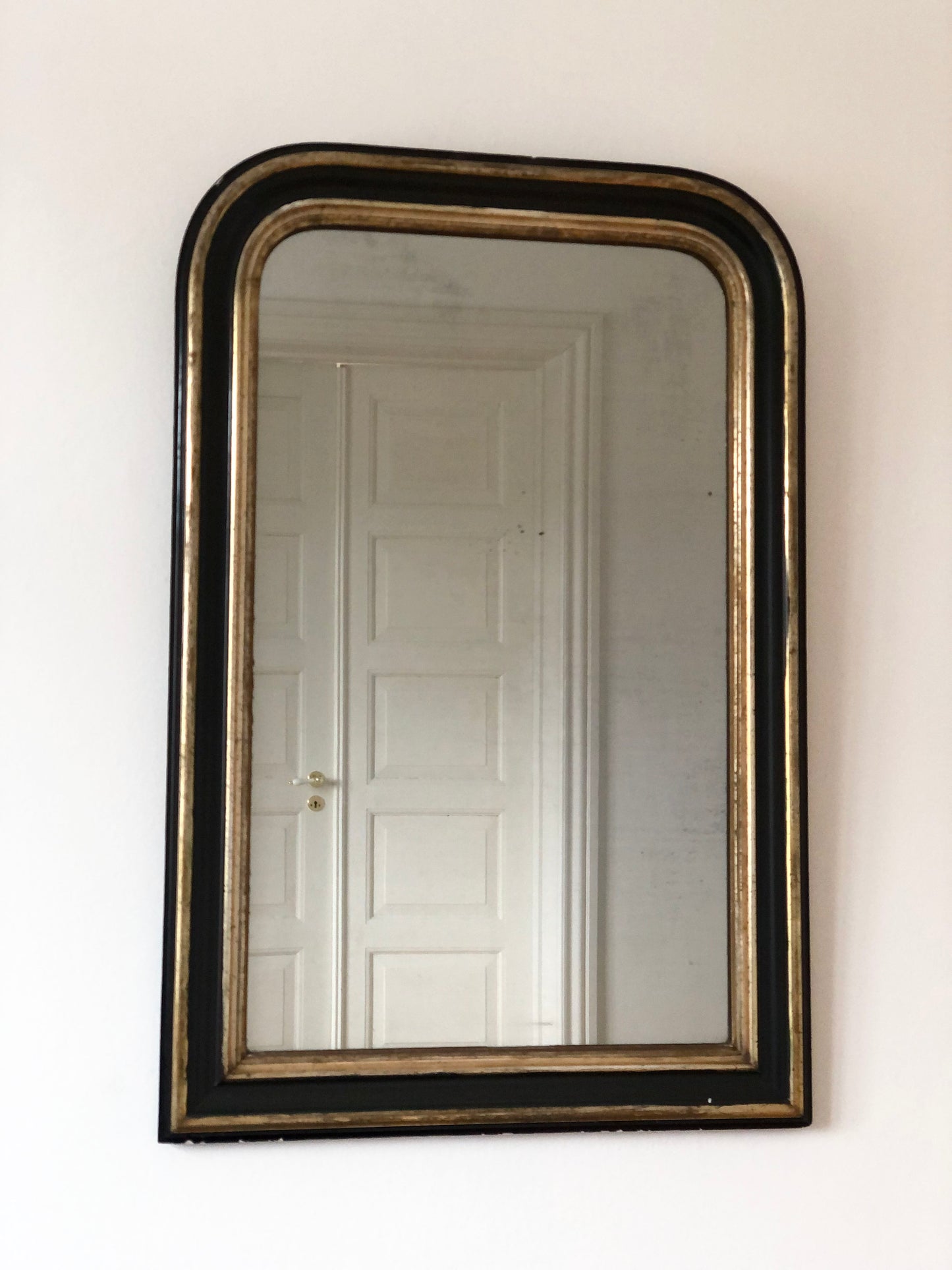Large High Quality Antique Louis Philippe Mirror in Black and Gold France Late 19th Century