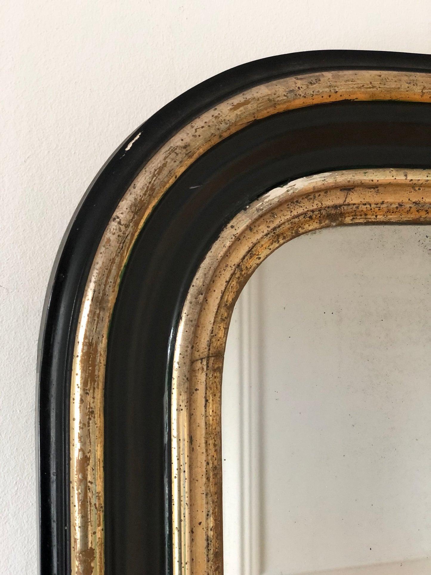 Large High Quality Antique Louis Philippe Mirror in Black and Gold France Late 19th Century
