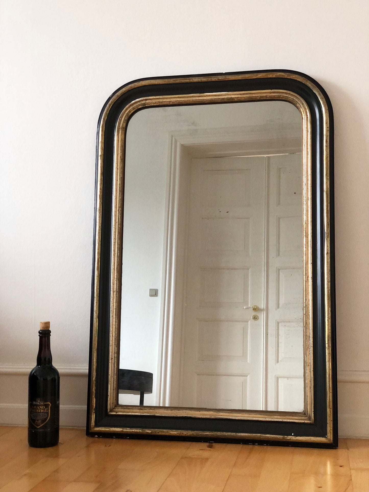 Large High Quality Antique Louis Philippe Mirror in Black and Gold France Late 19th Century