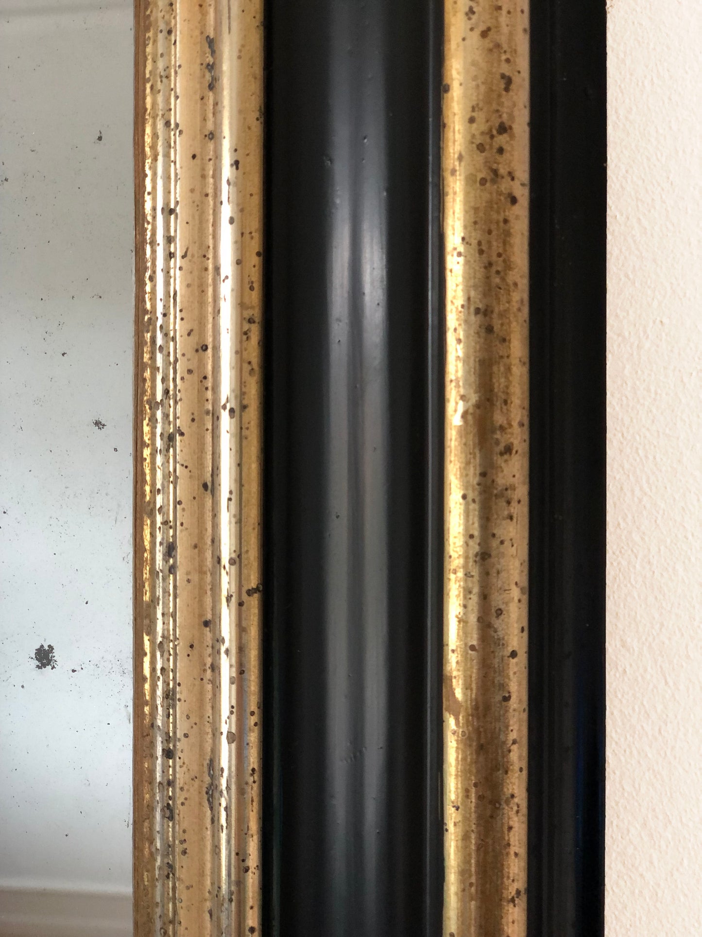 Large High Quality Antique Louis Philippe Mirror in Black and Gold France Late 19th Century