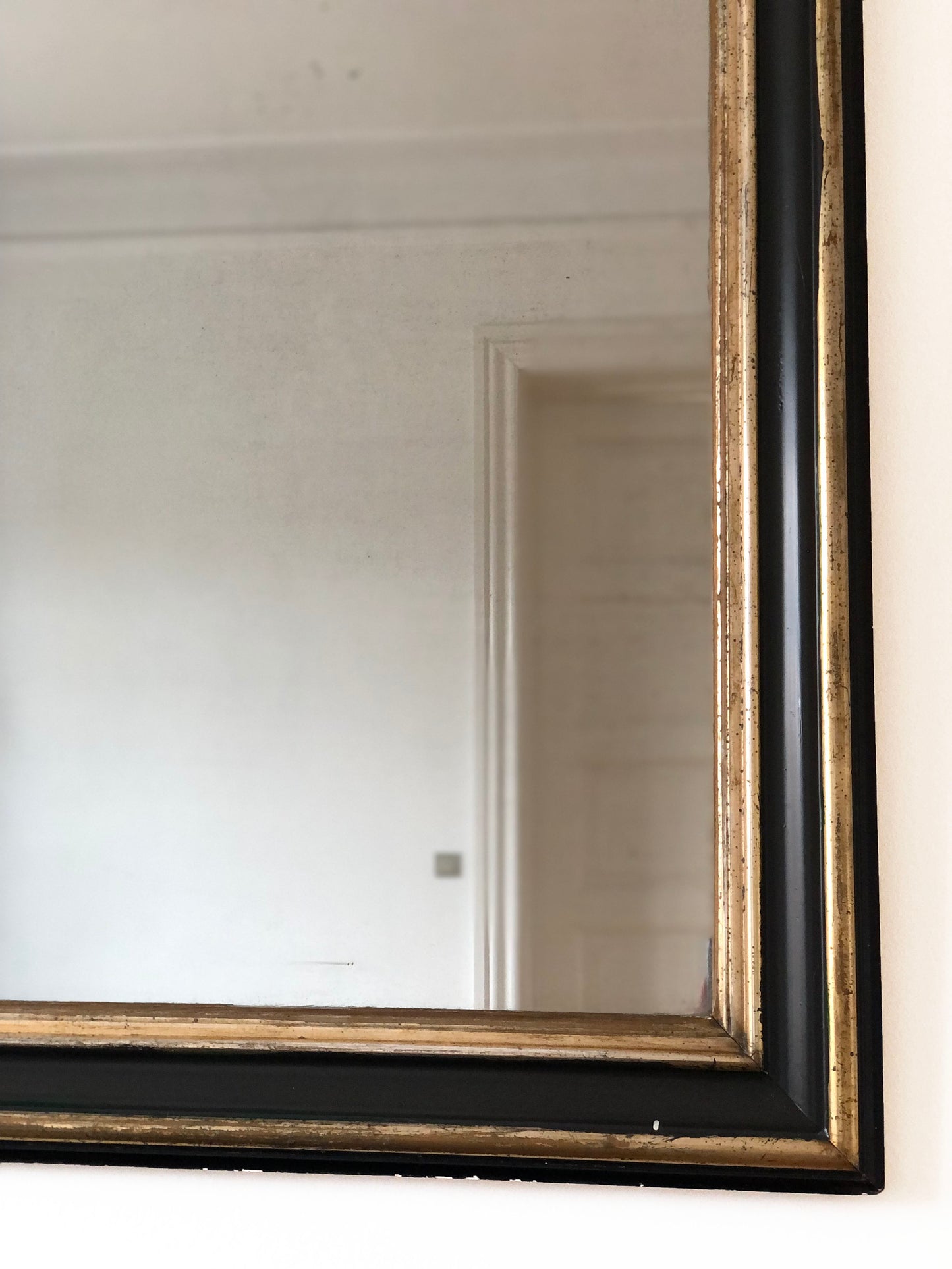 Large High Quality Antique Louis Philippe Mirror in Black and Gold France Late 19th Century