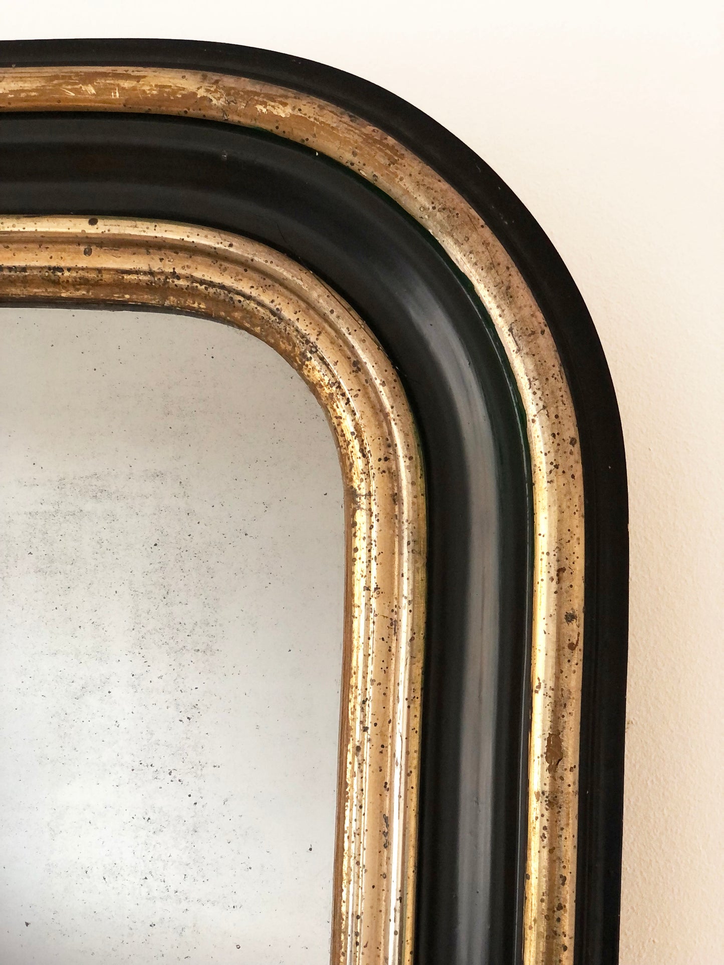 Large High Quality Antique Louis Philippe Mirror in Black and Gold France Late 19th Century