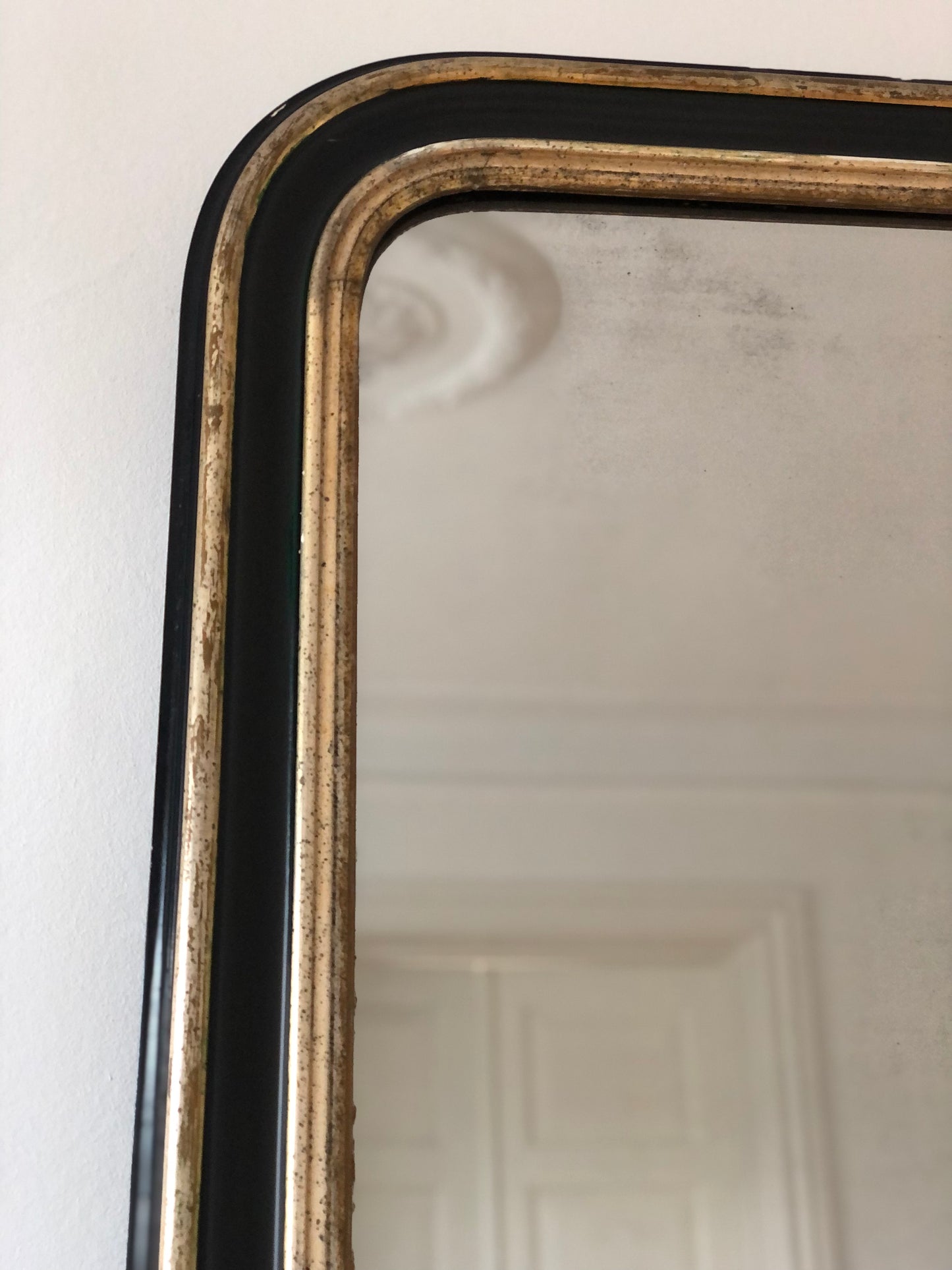 Large High Quality Antique Louis Philippe Mirror in Black and Gold France Late 19th Century