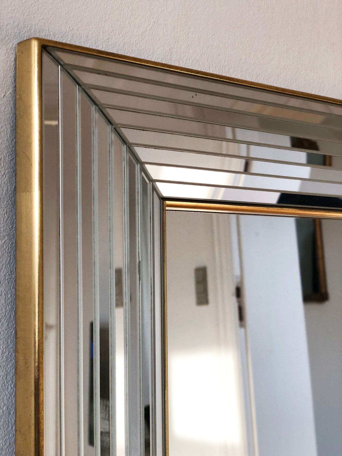 Large Vintage Deknudt Rectangular Mirror in Silver and Gold Belgium 1980s
