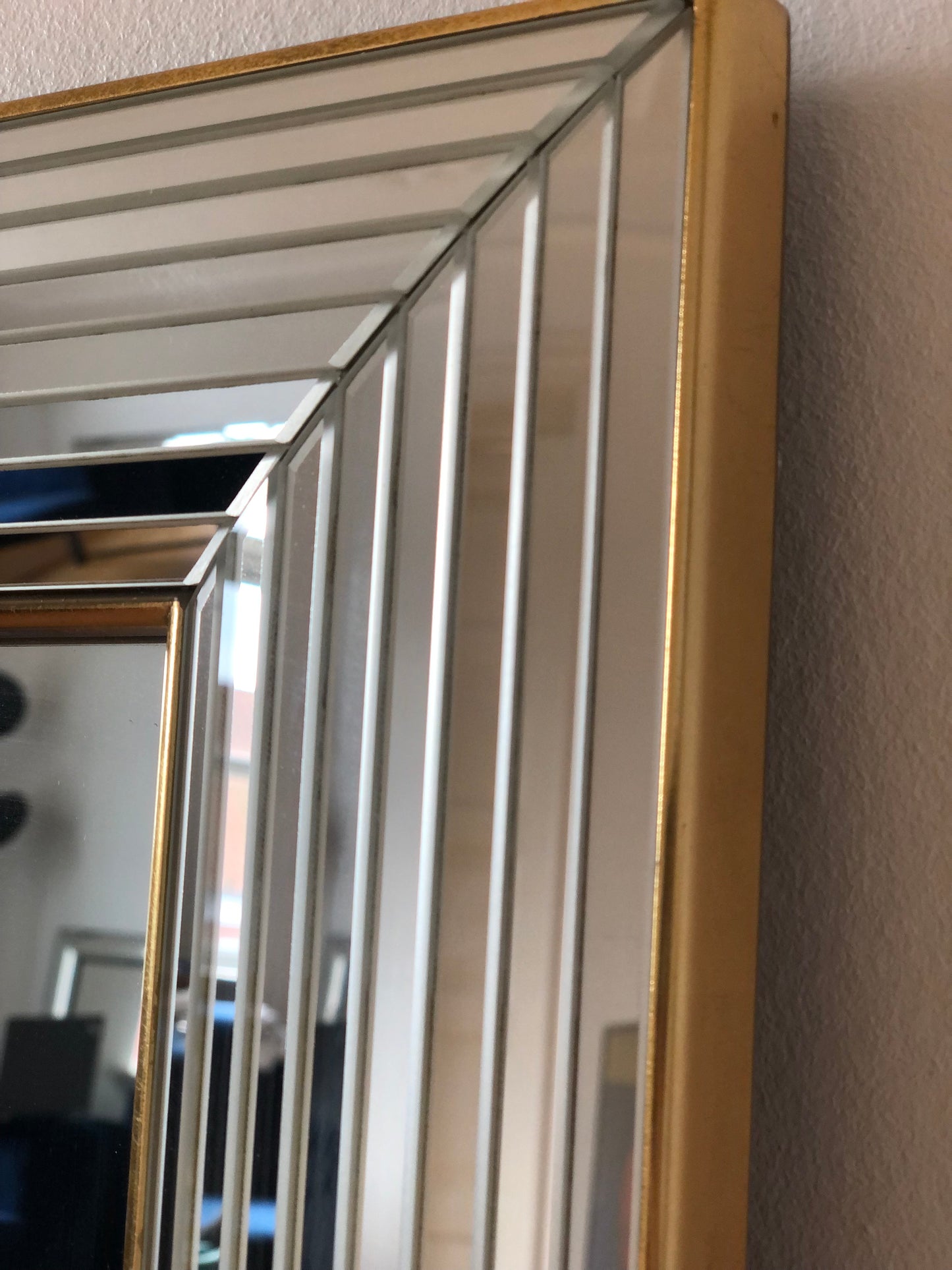 Large Vintage Deknudt Rectangular Mirror in Silver and Gold Belgium 1980s