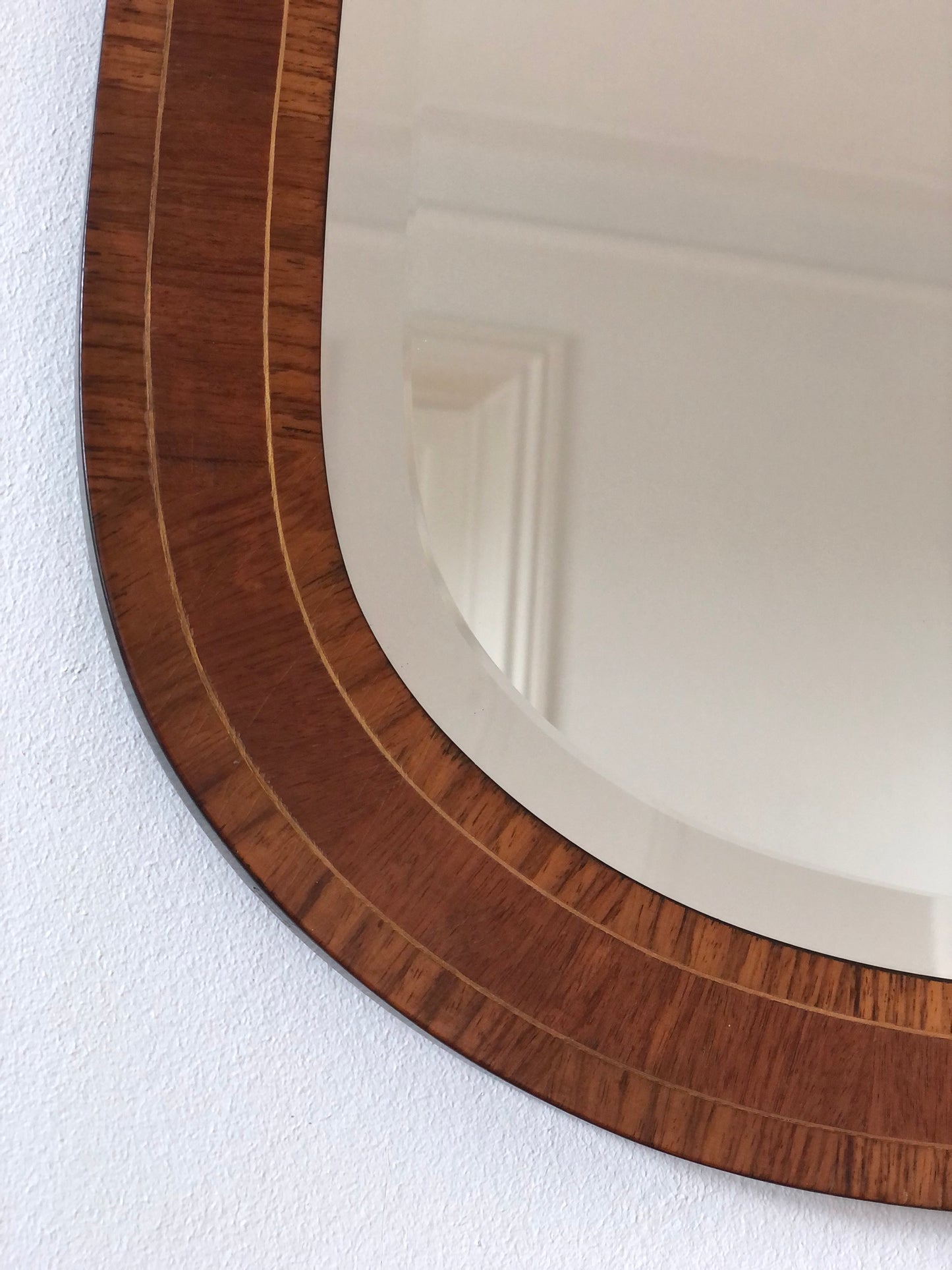 Mid-Century Curved Bevelled Mirror with Mahogany Veneer Denmark