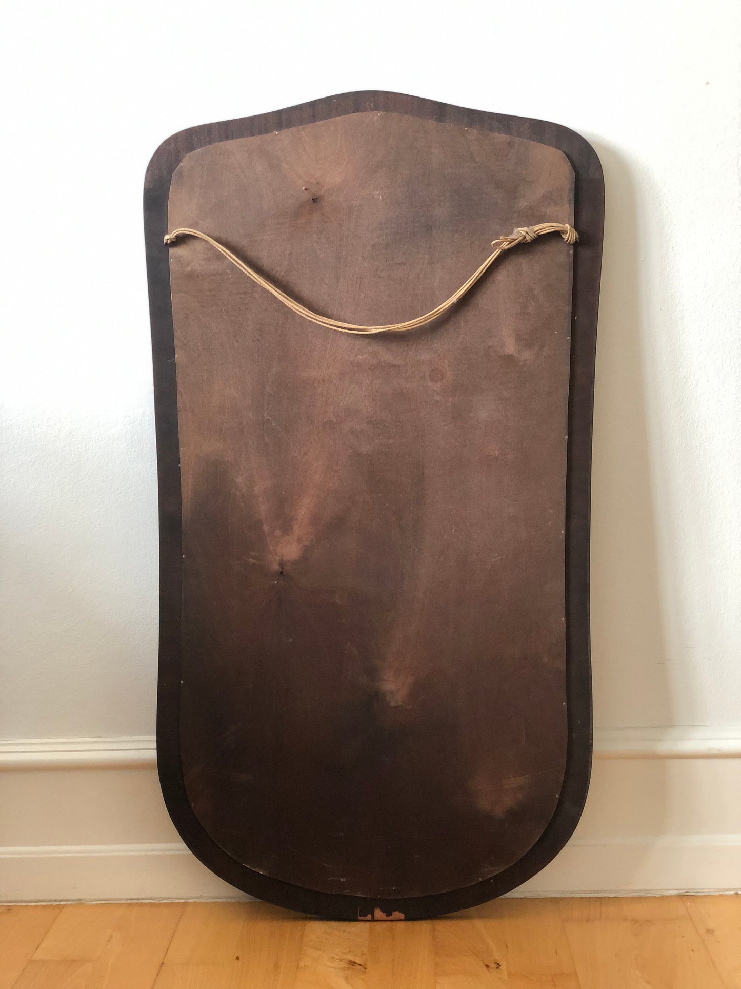 Mid-Century Curved Bevelled Mirror with Mahogany Veneer Denmark