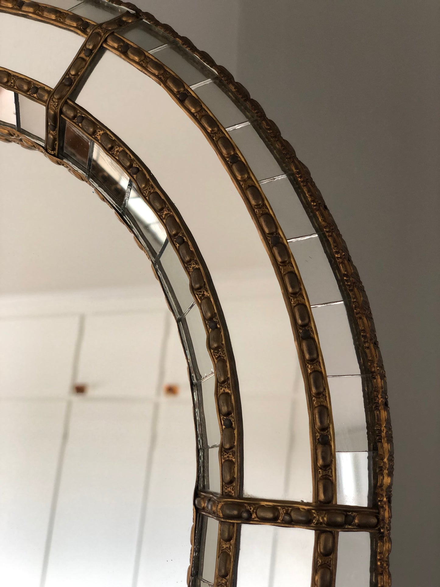 Pair of 2 Vintage Full Length Venetian Mirror Hollywood Regency in Gold Spain 1990s