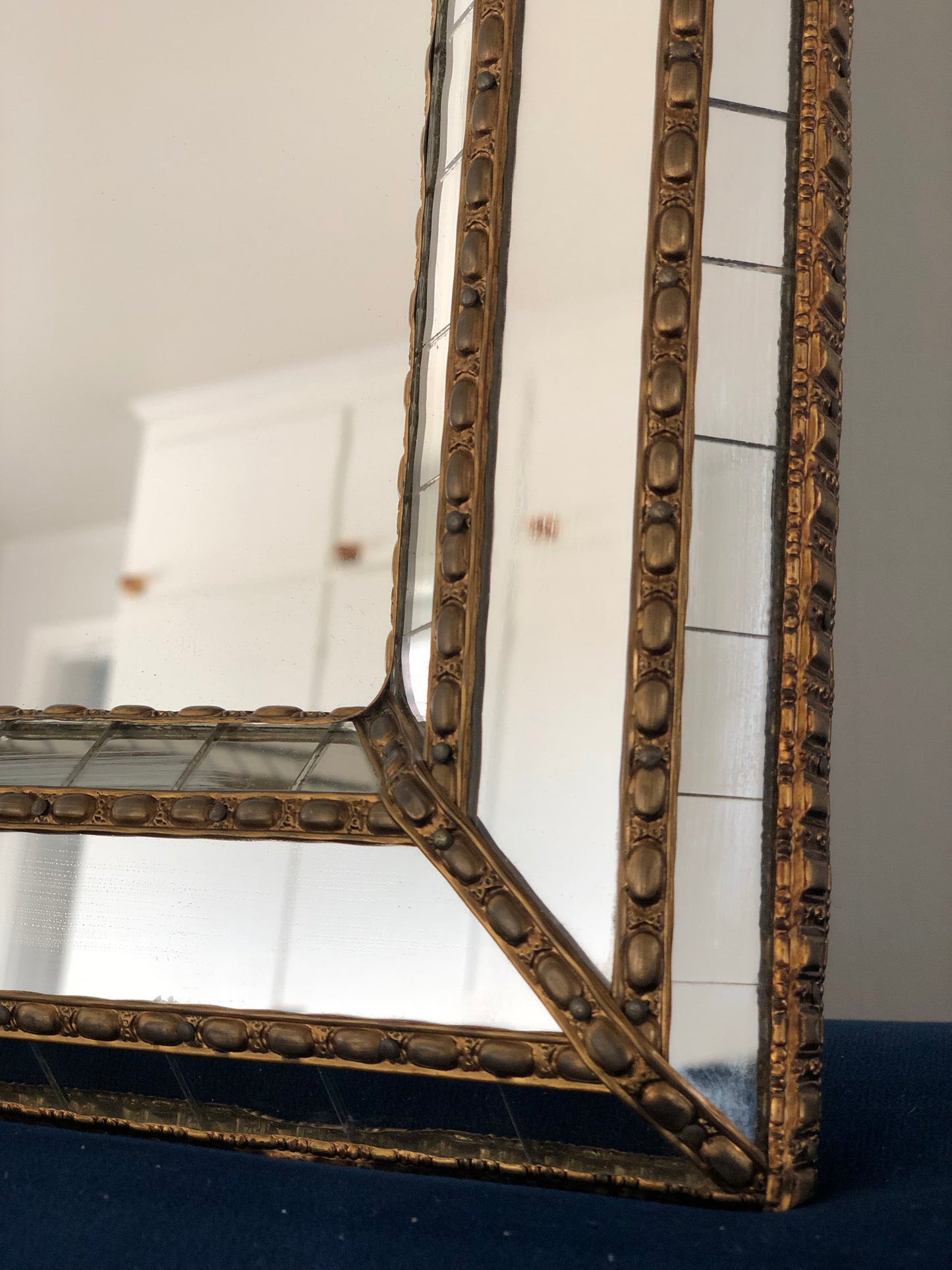 Pair of 2 Vintage Full Length Venetian Mirror Hollywood Regency in Gold Spain 1990s