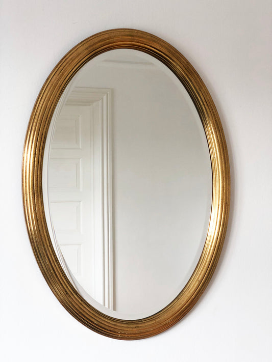 Vintage Deknudt Oval Giltwood Mirror Hollywood Regency Belgium