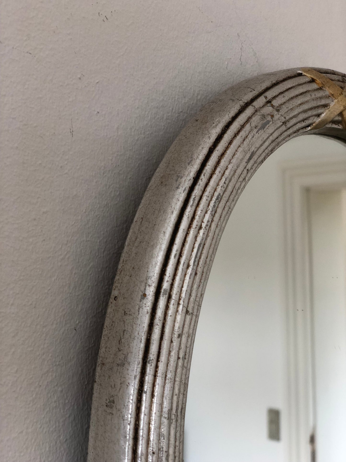 Vintage Italian Oval Wall Mirror in Silver