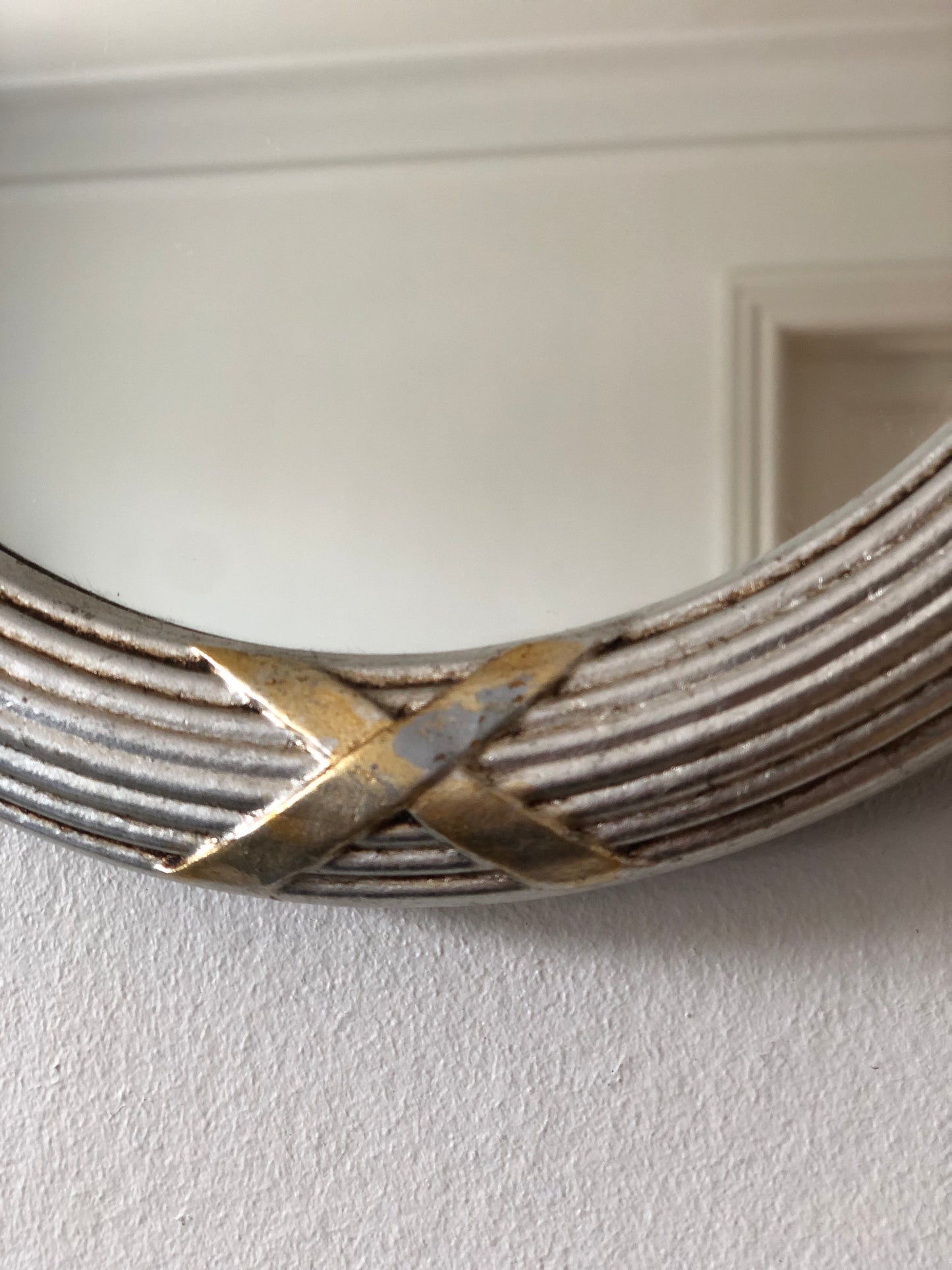 Vintage Italian Oval Wall Mirror in Silver