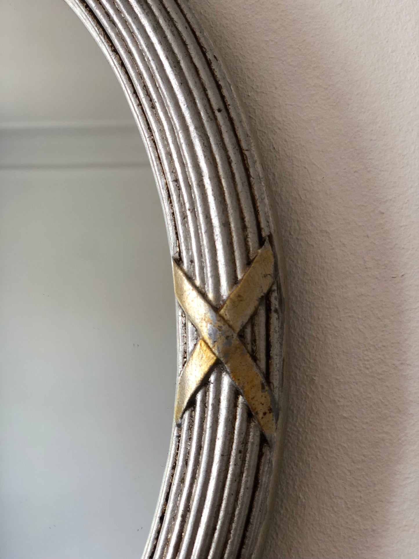 Vintage Italian Oval Wall Mirror in Silver