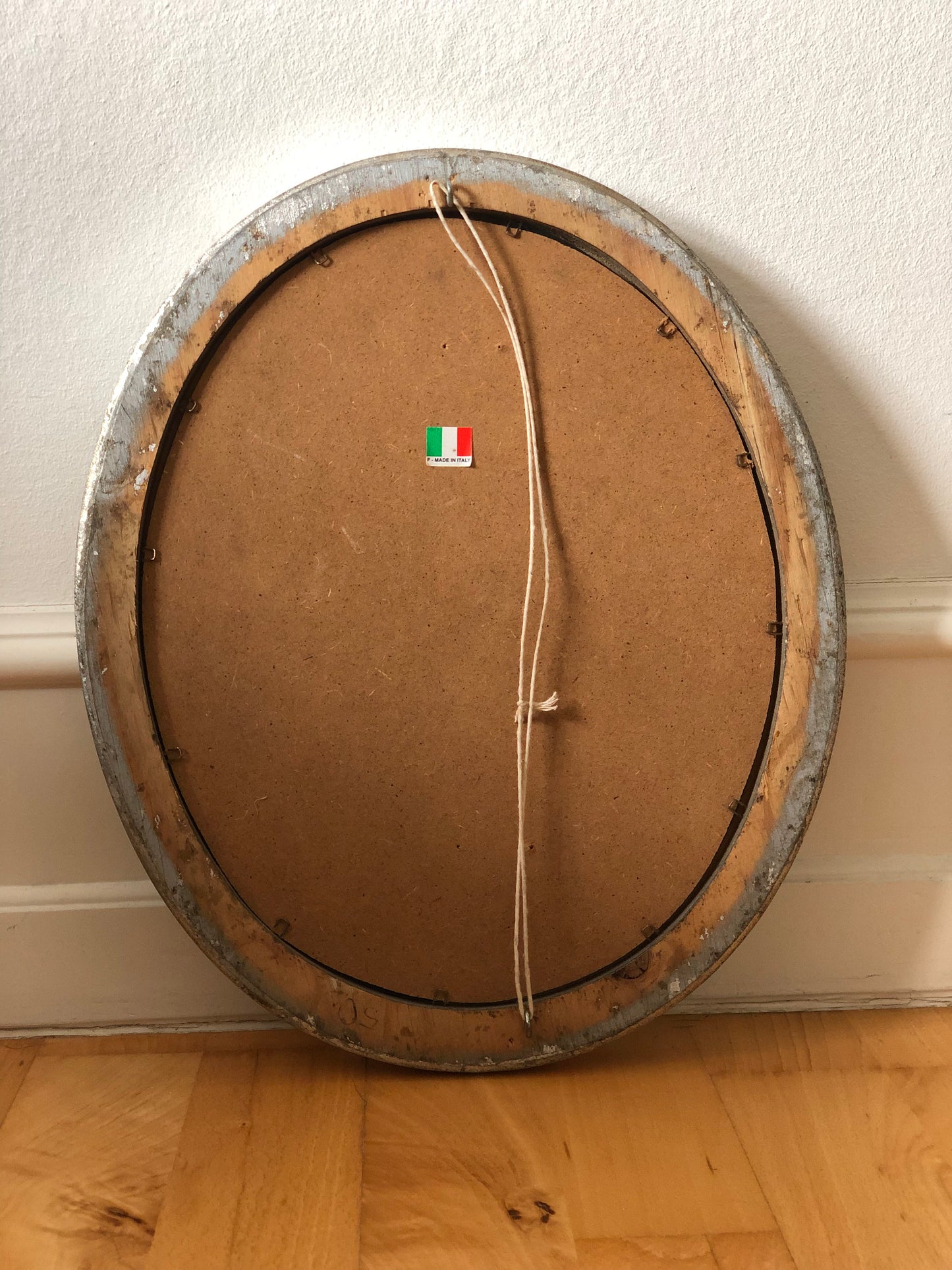 Vintage Italian Oval Wall Mirror in Silver